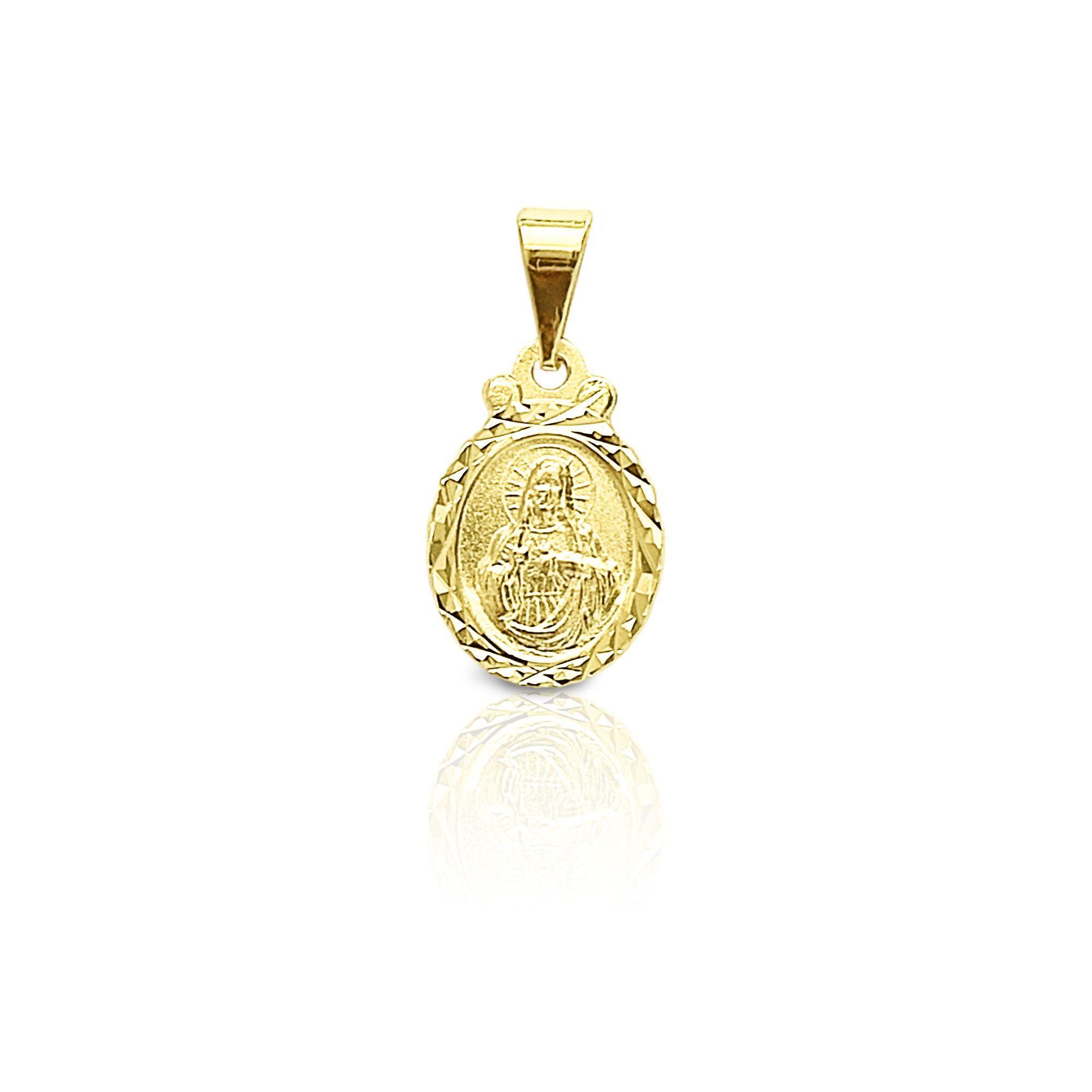 Colgante Medalla Sagrado Corazón 11mm Borde Ovalado Enchapado Oro 18K-0
