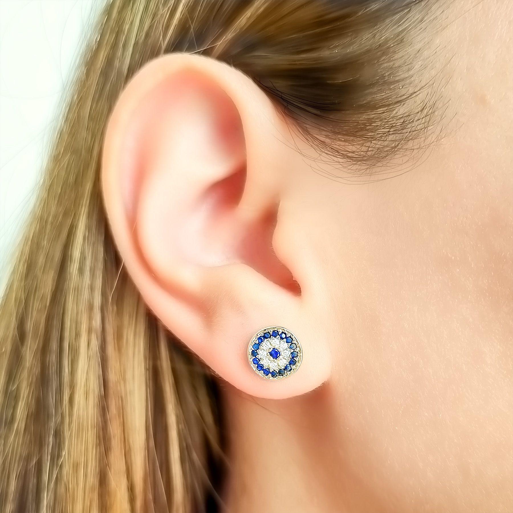 Aros Ojos Turcos Circones 9mm Enchapado Oro 18K-2