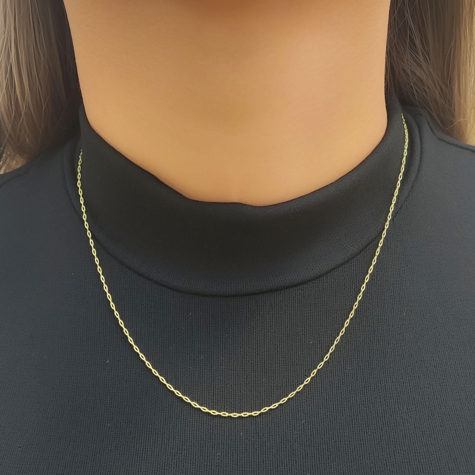 Cadena Eslabón Extrafino 45cm Enchapado Oro 18K-2