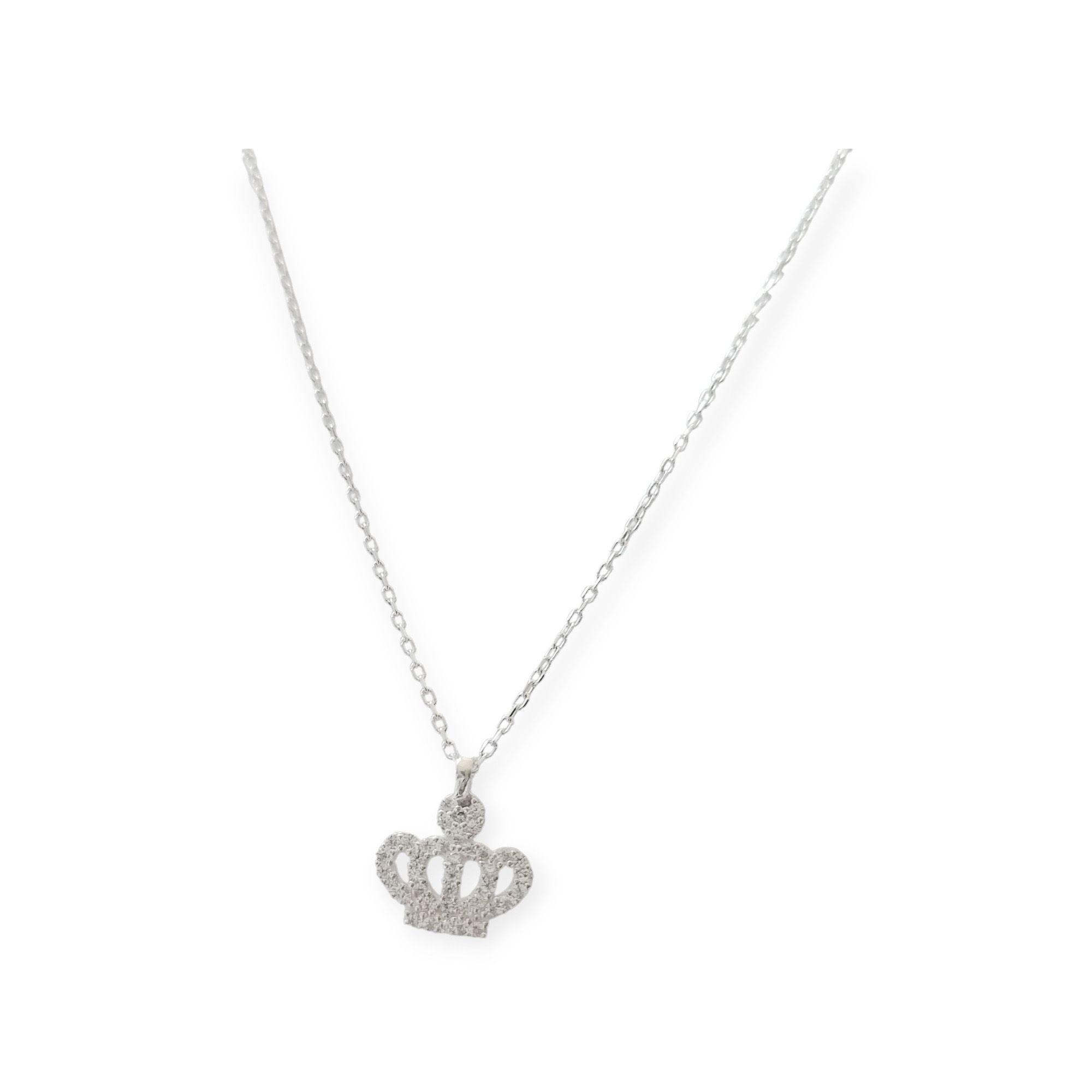 Collar Corona Reina Circón Plata Fina 925-0