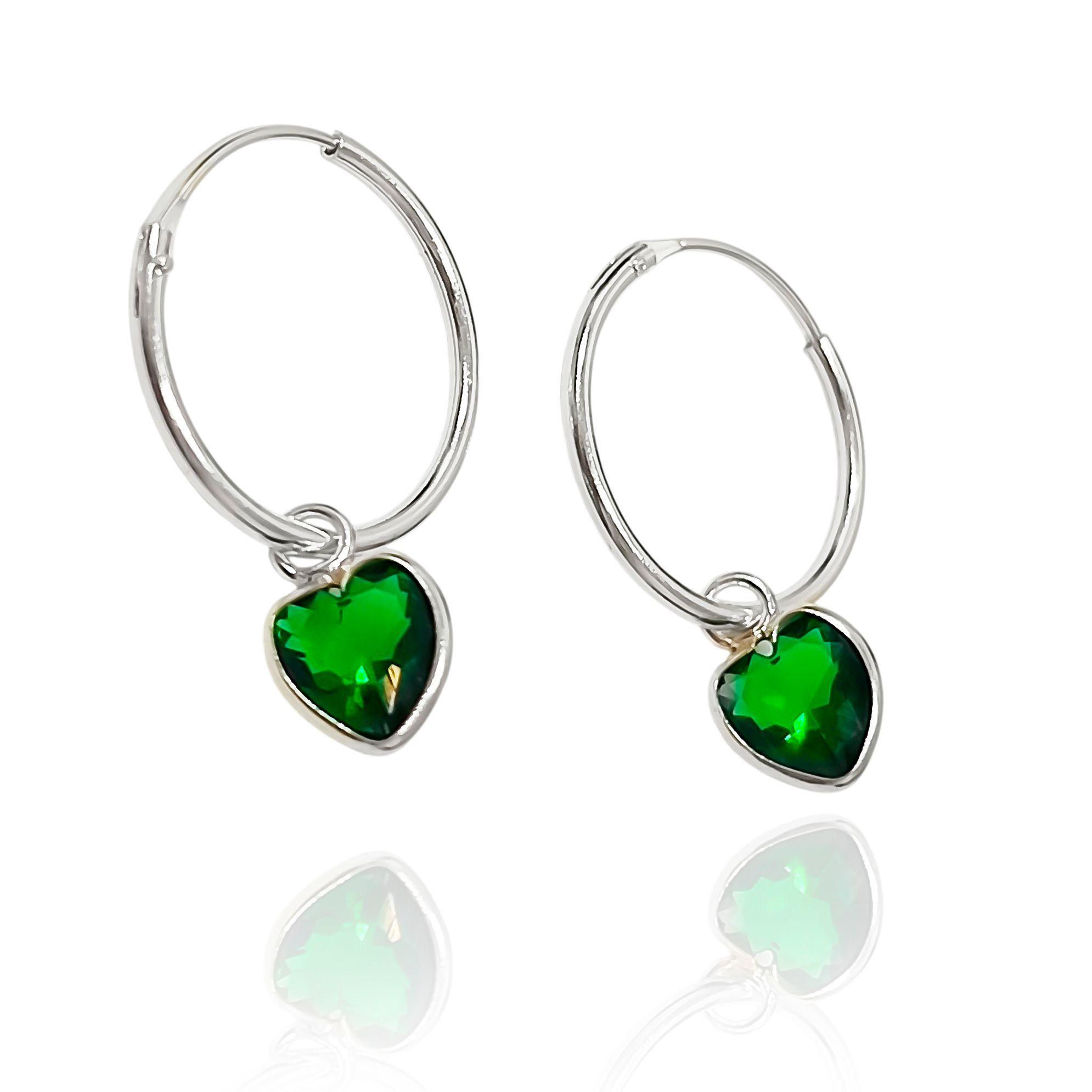 Aros Argolla Coraz n Colgante Circ n Verde Plata Fina 925-0