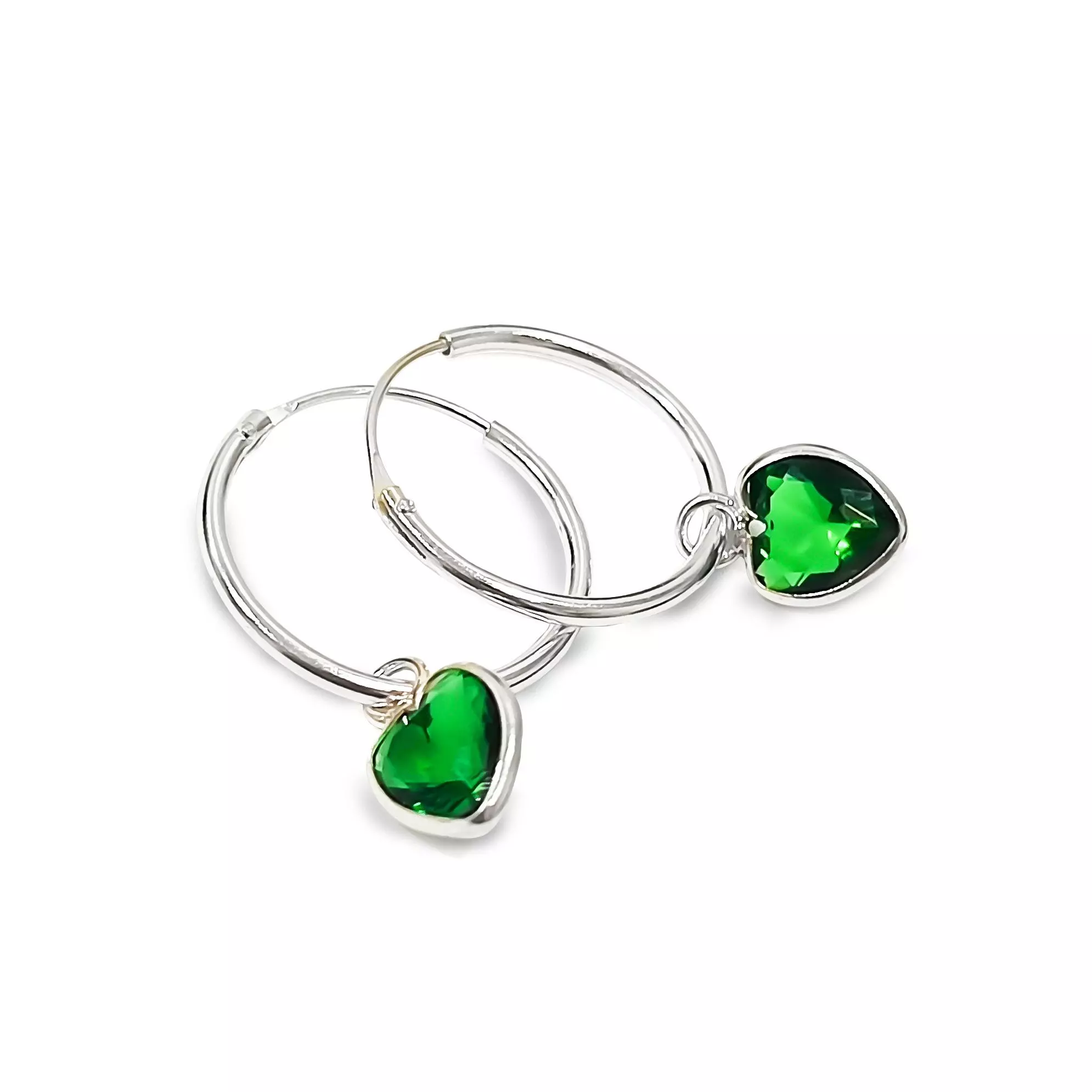 Aros Argolla Coraz n Colgante Circ n Verde Plata Fina 925-1