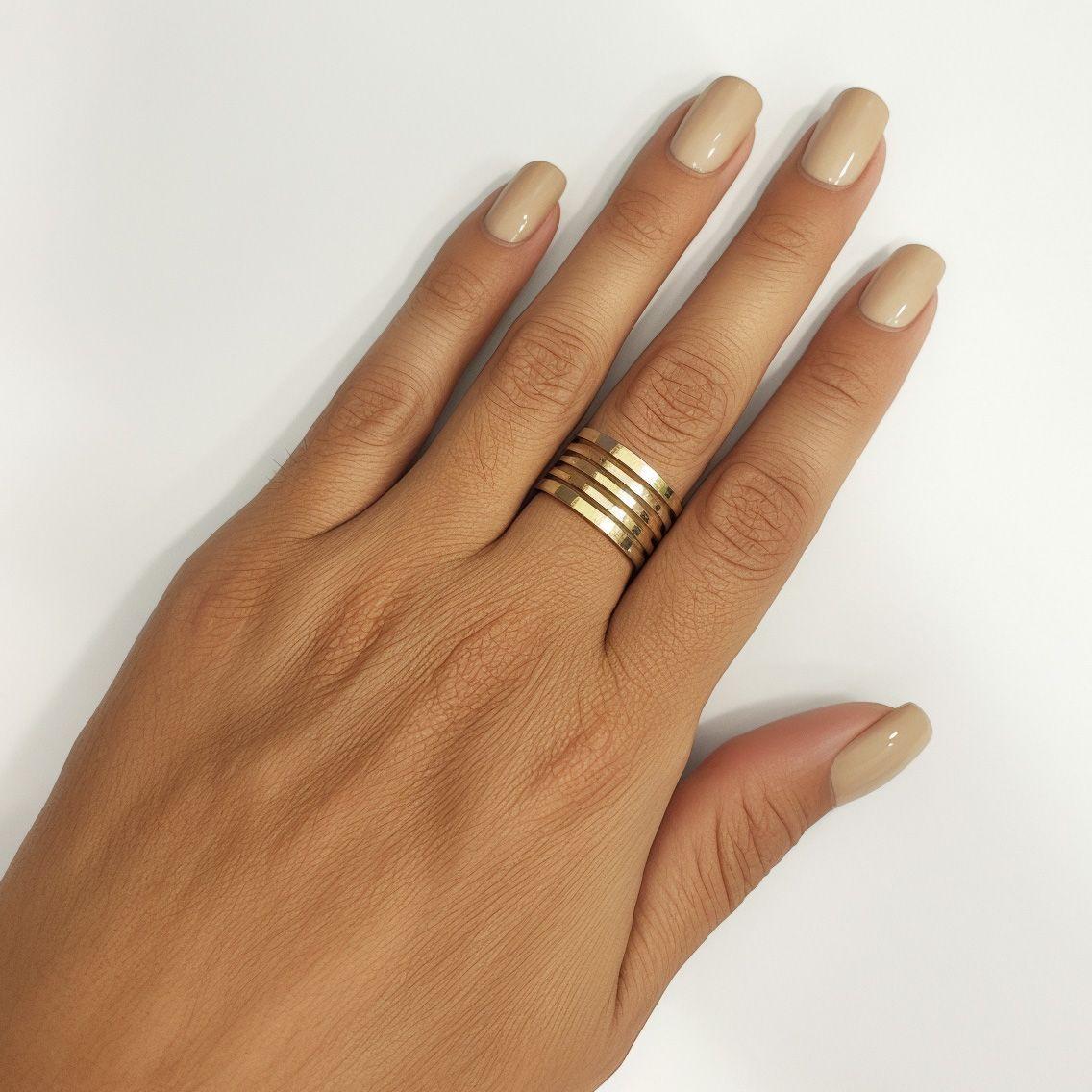 Anillo Tubo Calado Ajustable Enchapado Oro 18K-2