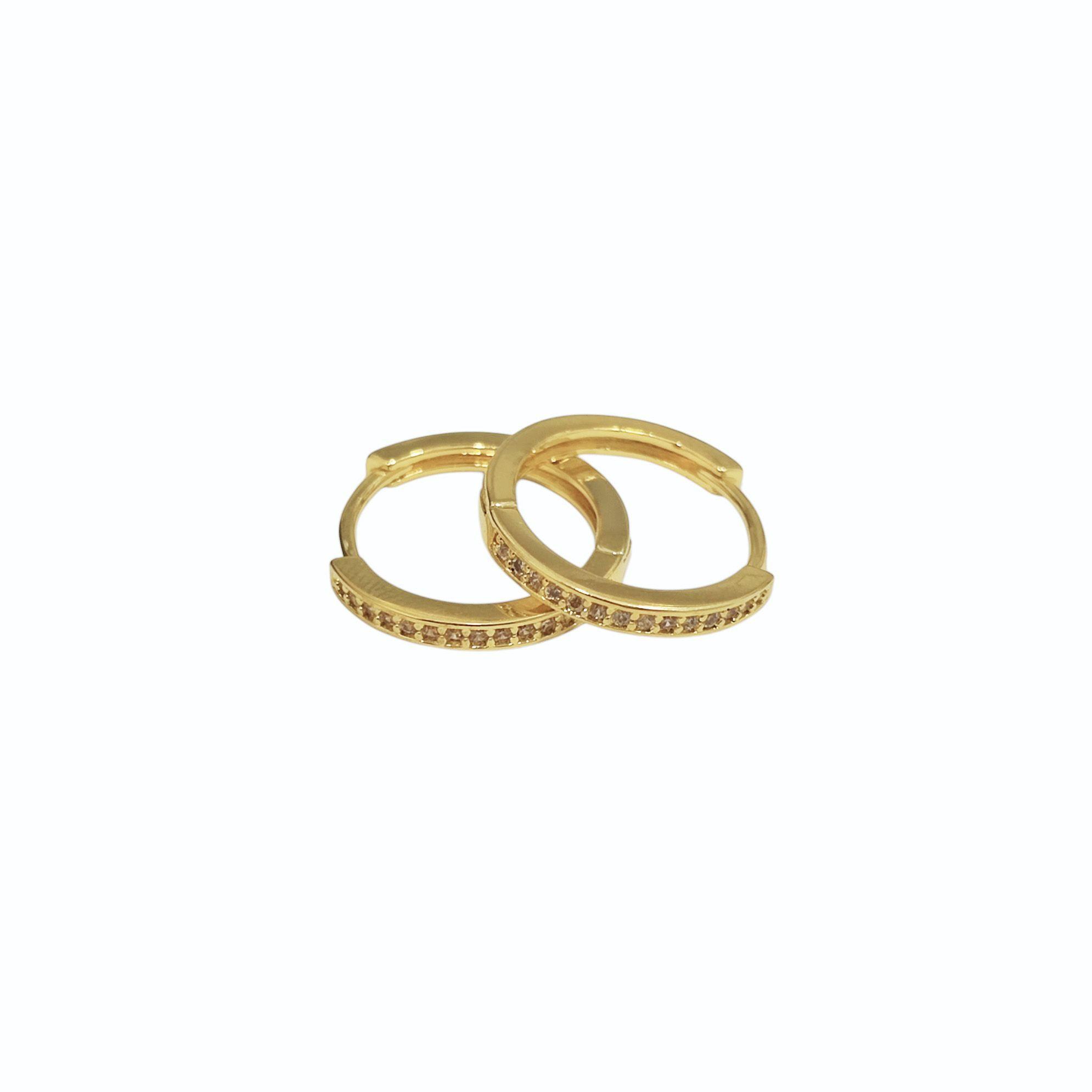 Aros Argolla Cintillo Circón  16mm Enchapado Oro 18K-2