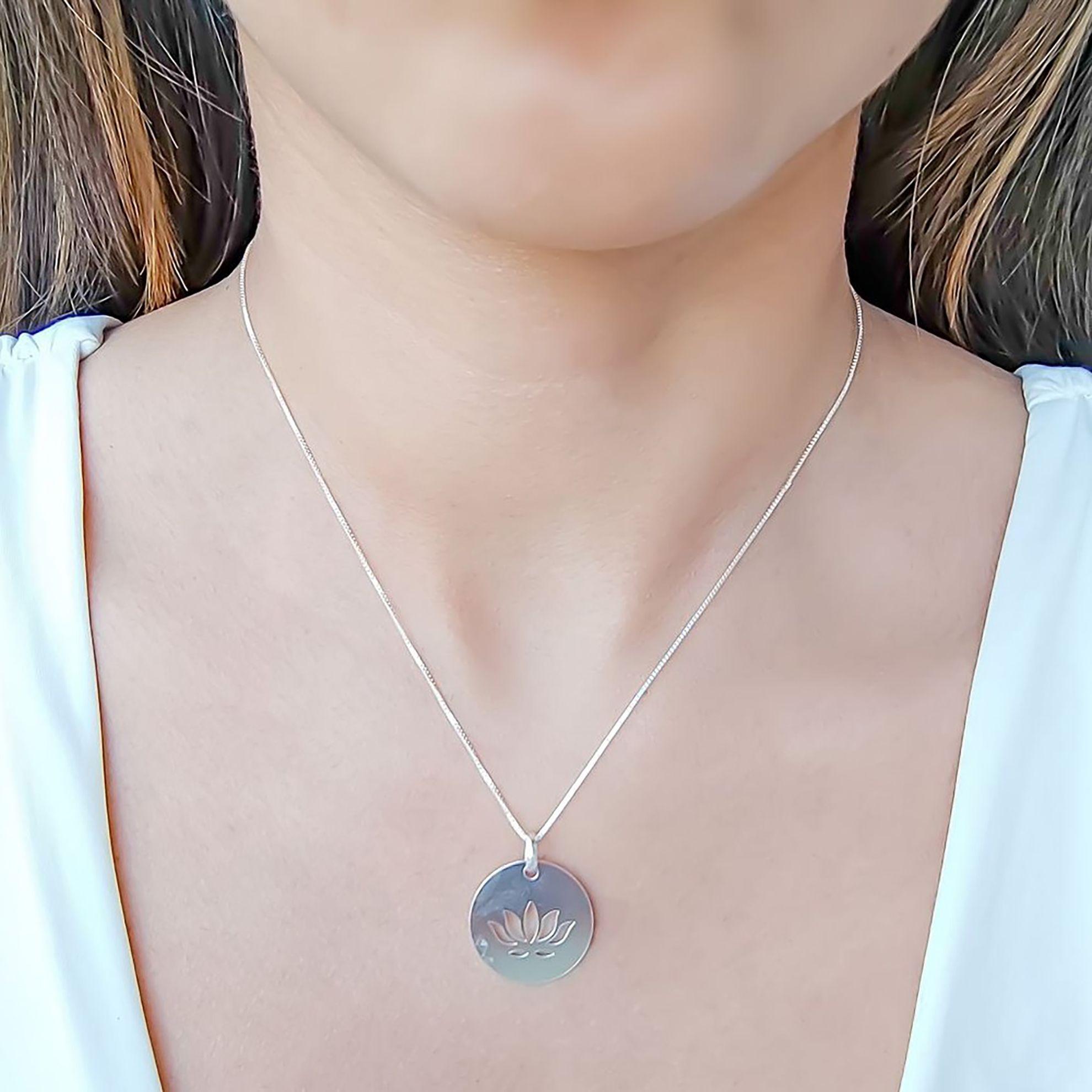 Collar Flor de Loto Plata Fina 925-2