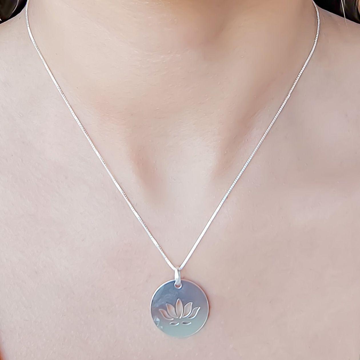 Collar Flor de Loto Plata Fina 925-1