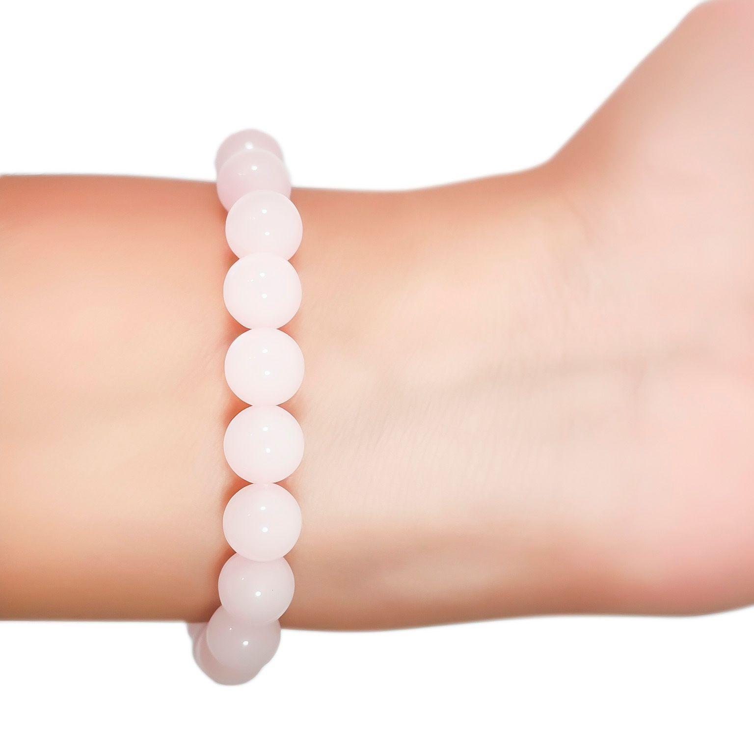 Pulsera Cuarzo Rosa 8mm Elasticada -1