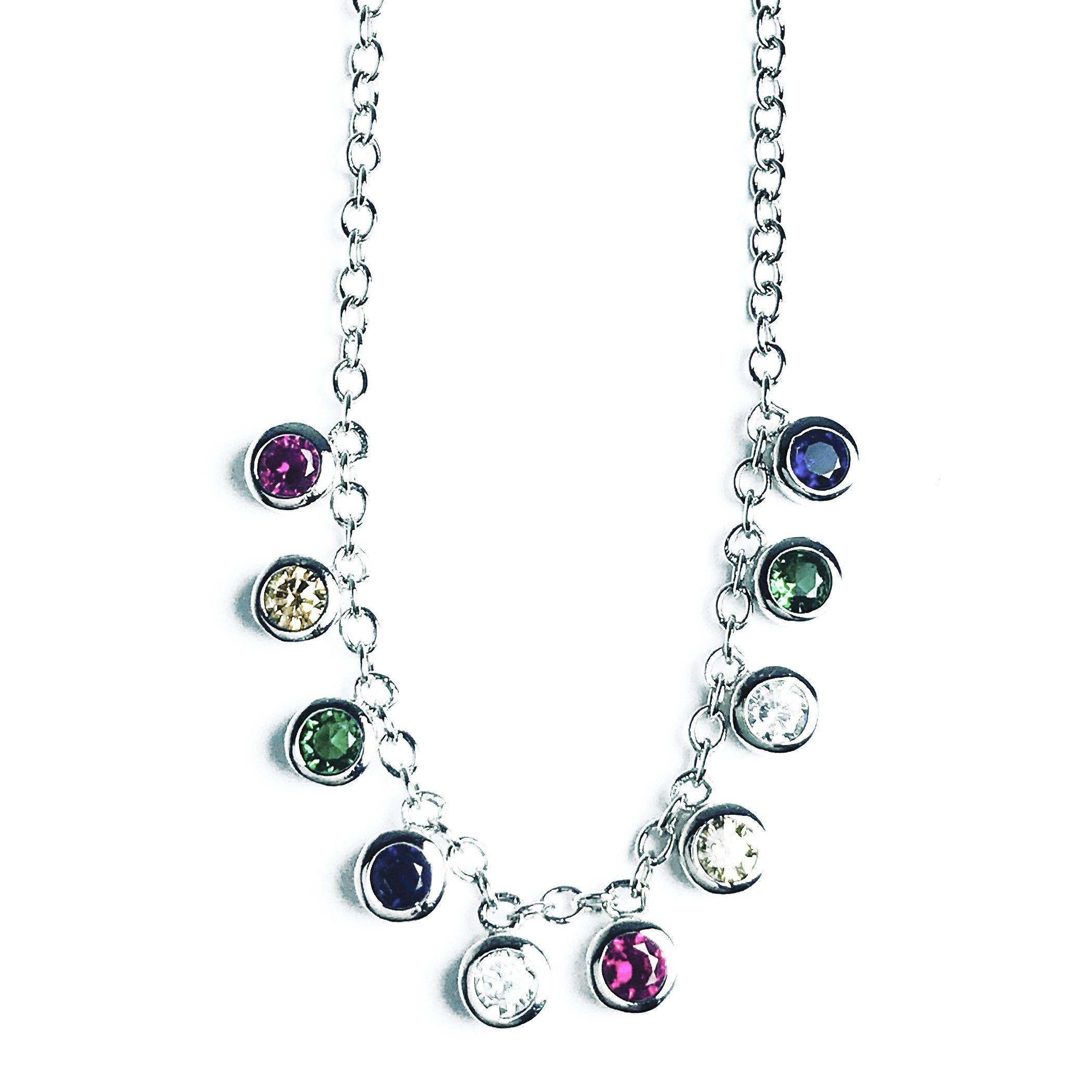 Collar Circones De Colores Plata Fina 925 -2