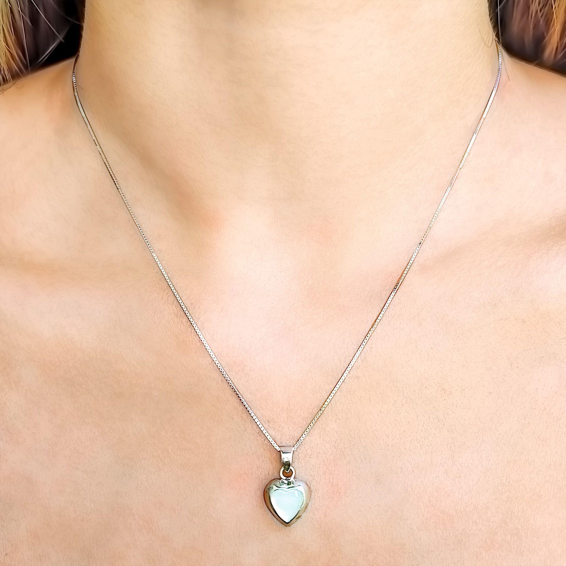 Collar Corazón Nácar Plata Fina 925-3
