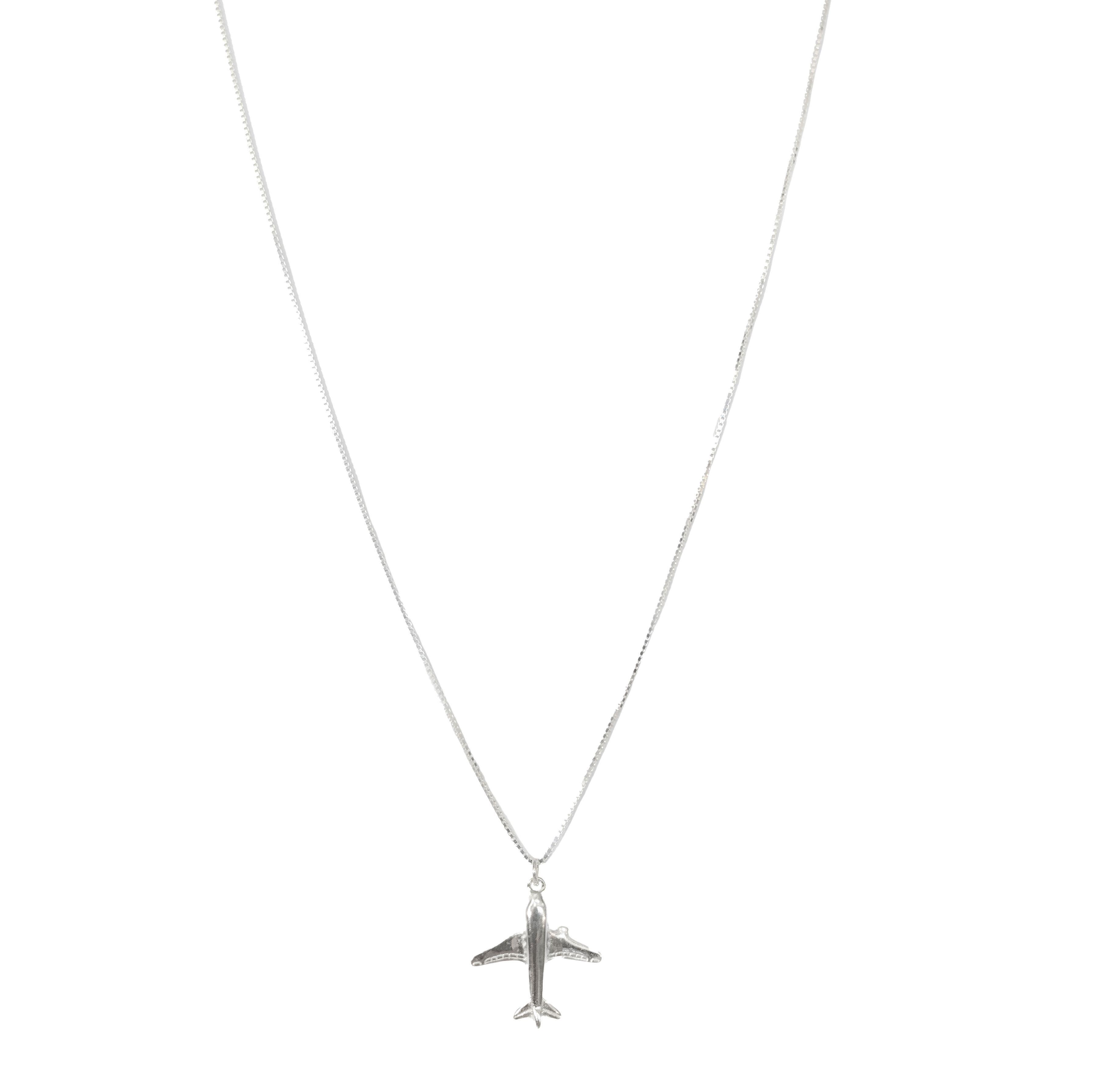 Collar Avión Mini Plata Fina 925-0