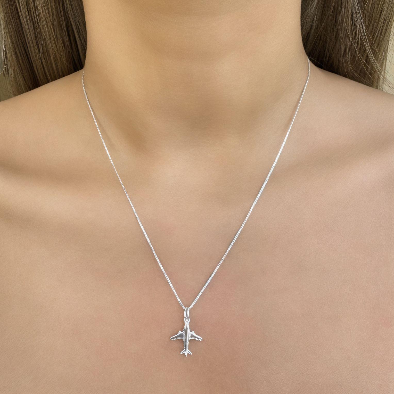 Collar Avión Mini Plata Fina 925-2