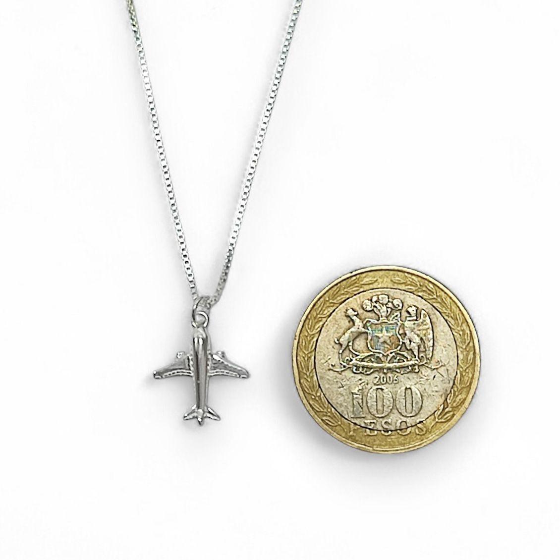 Collar Avión Mini Plata Fina 925-3