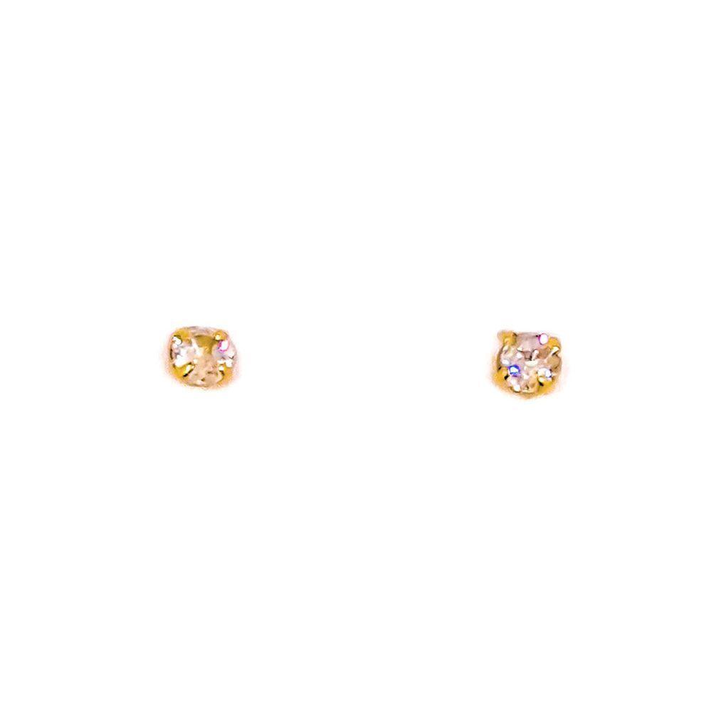 Aros Punto De Luz Blanco 3mm Enchapado Oro 18K-2