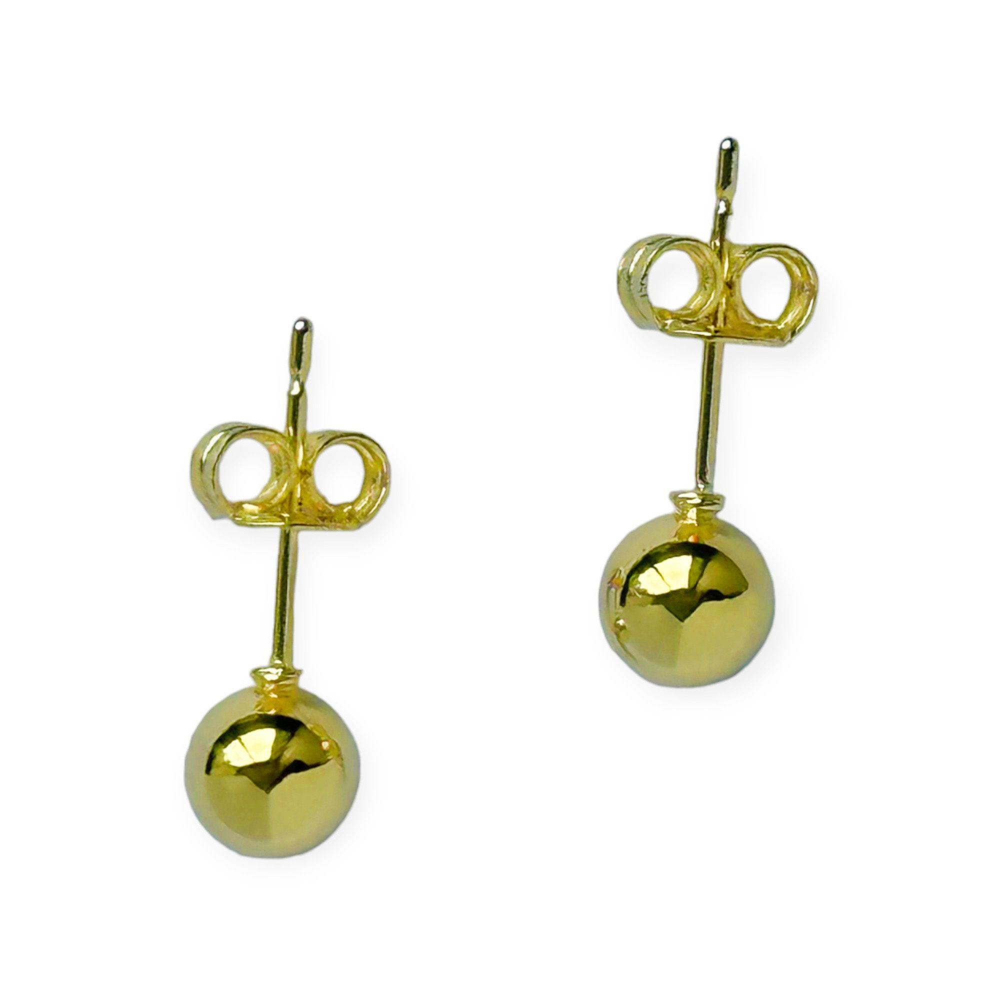 Aros Bola Lisa  6mm Enchapado Oro 18K-1
