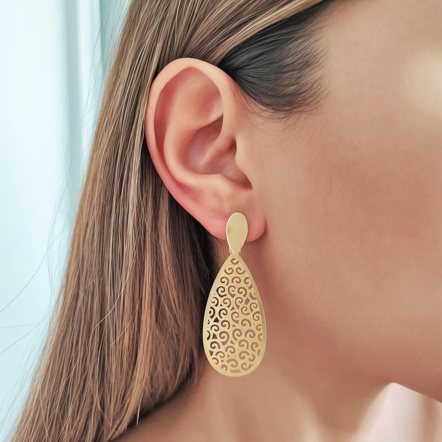 Aros Gota Crespos Enchapado Oro 18K-2