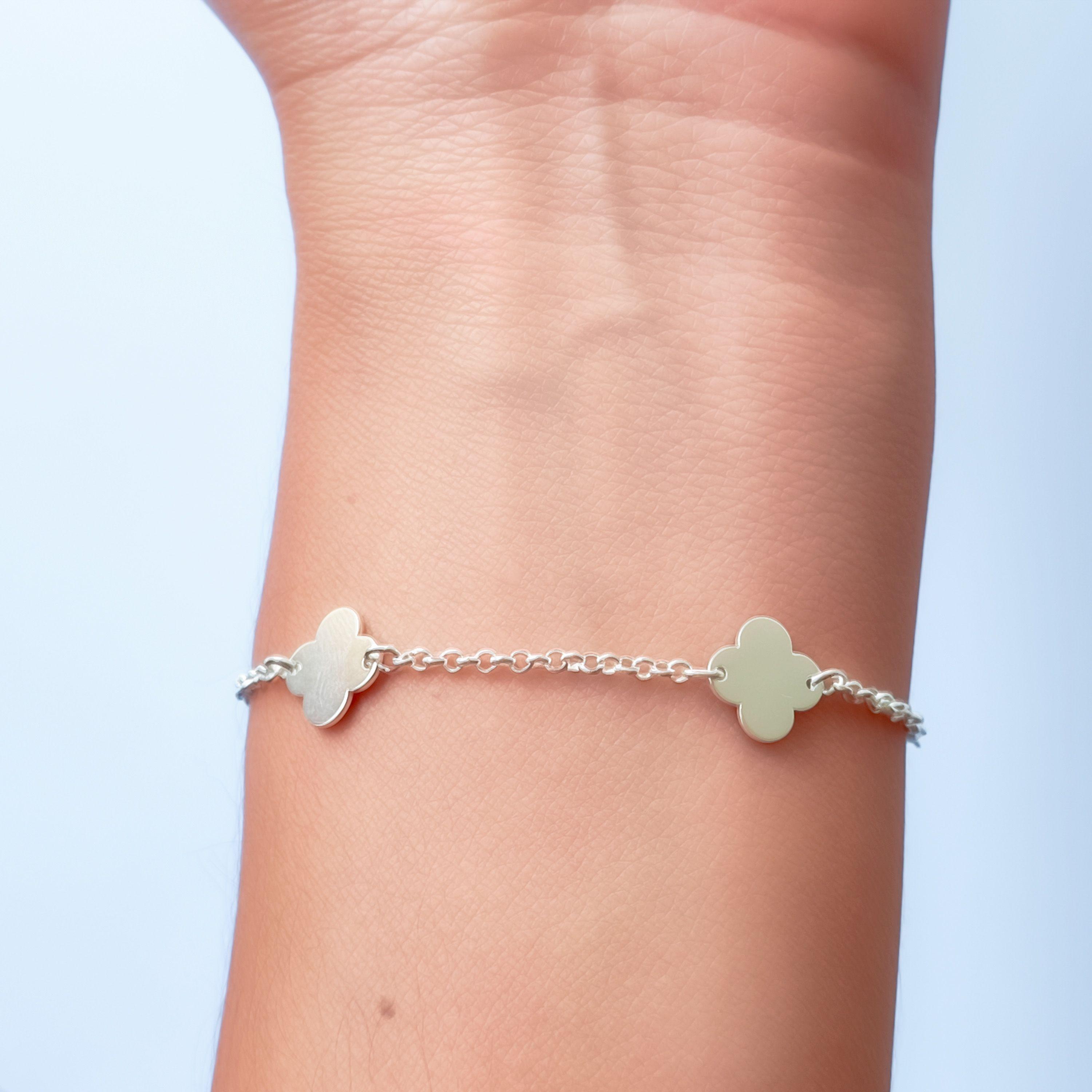 Pulsera 4 Trébol Plata Fina 925-3