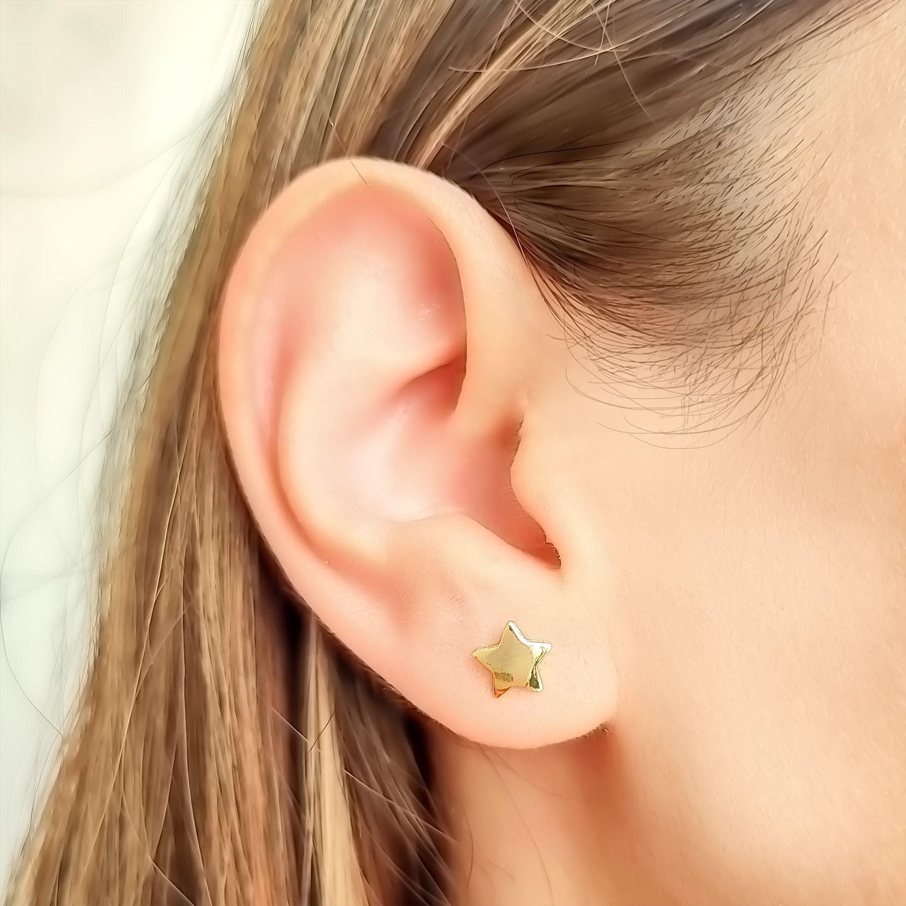 Aros Estrellas 7mm Enchapado Oro 18K-2