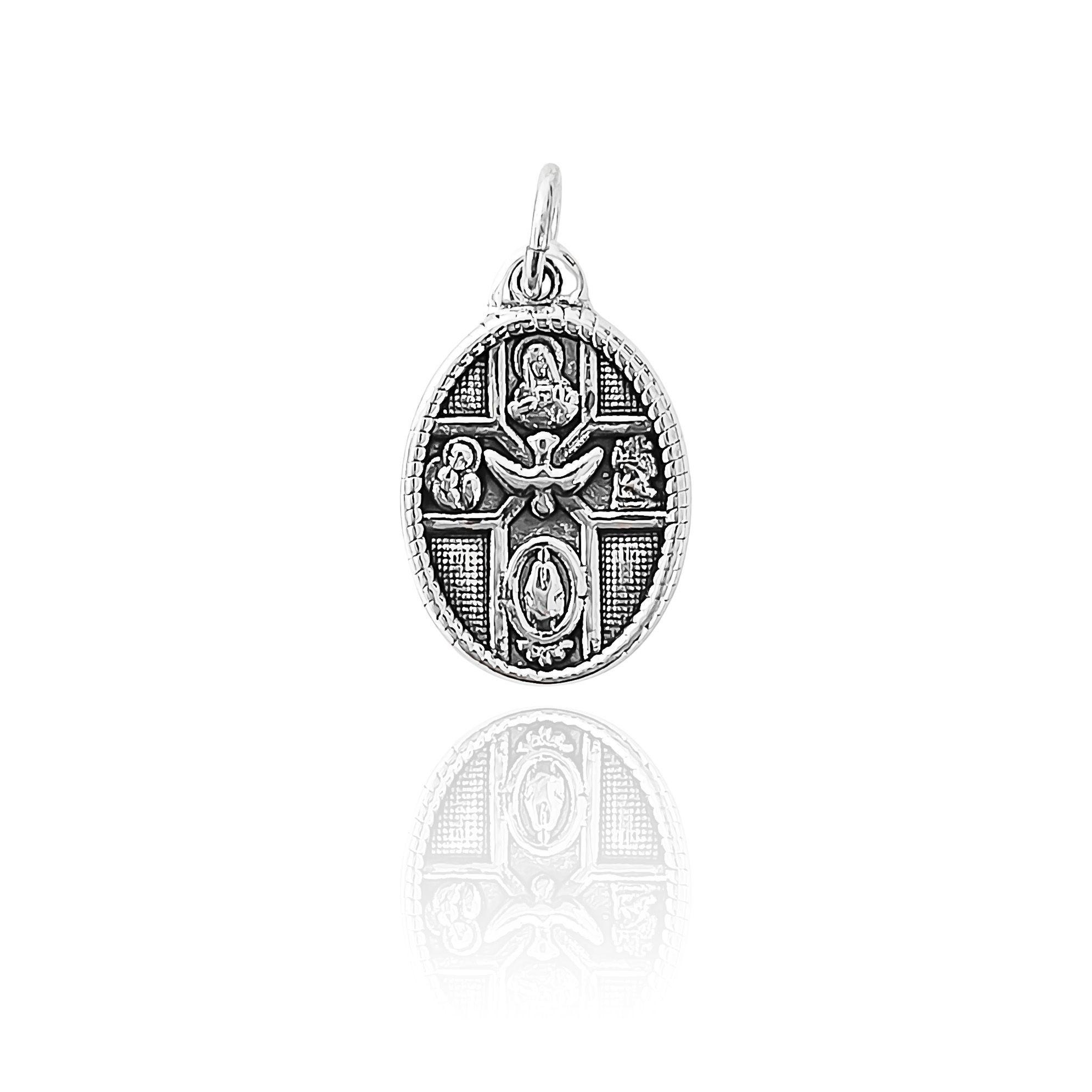 Colgante Medalla Santisima Trinidad Plata Fina 925-0