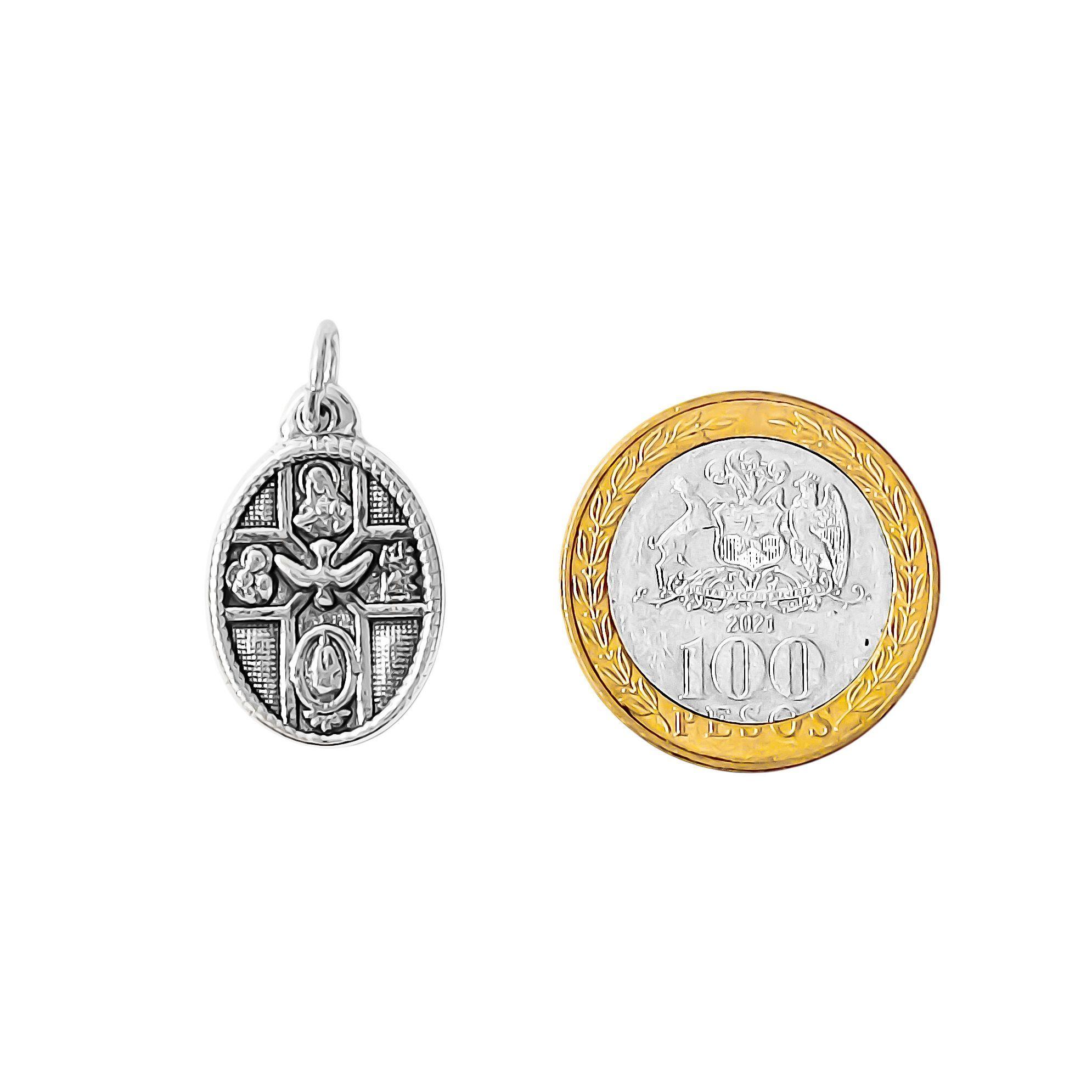 Colgante Medalla Santisima Trinidad Plata Fina 925-3