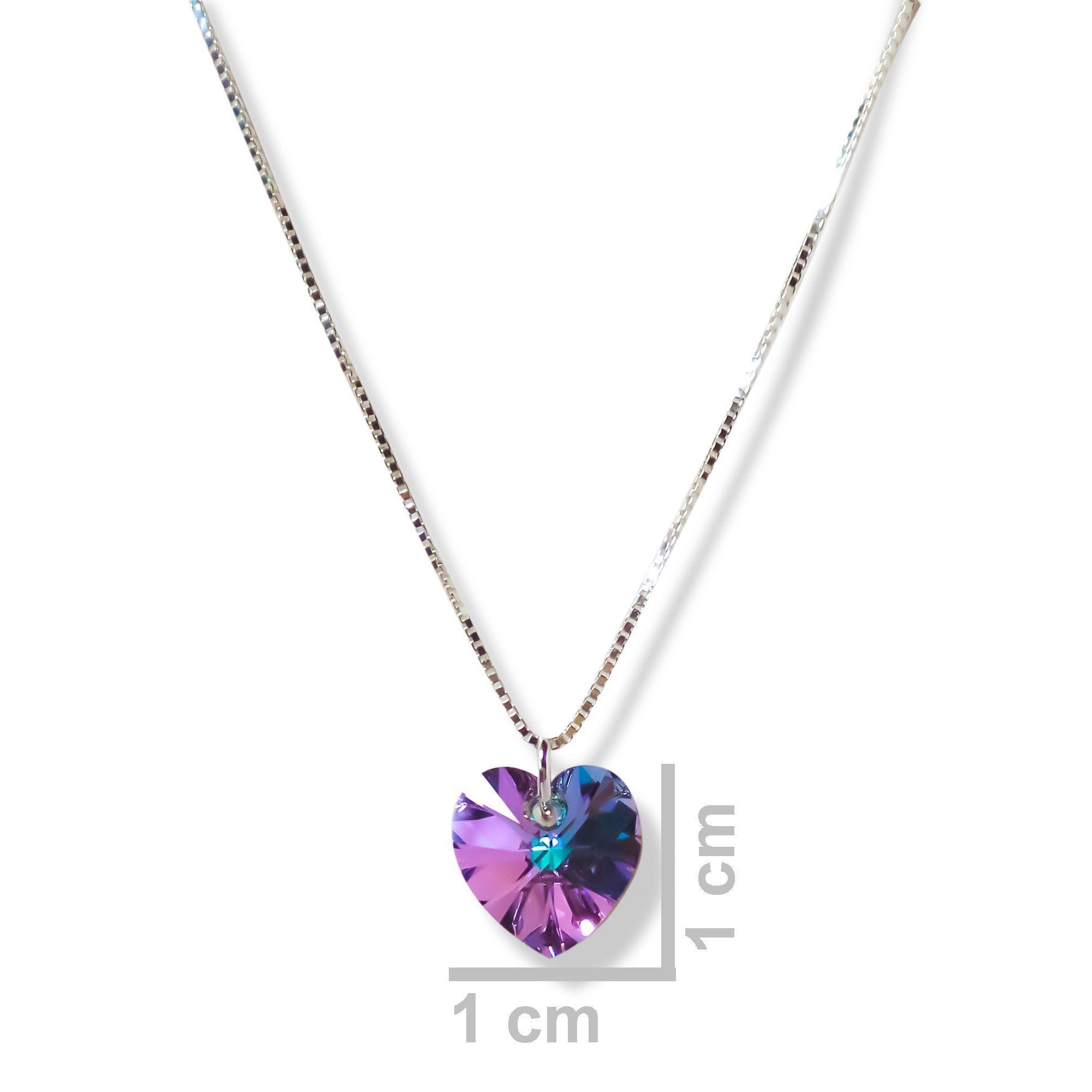 Collar Corazón Cristal Austríaco Vitrail Claro Plata Fina 925-2