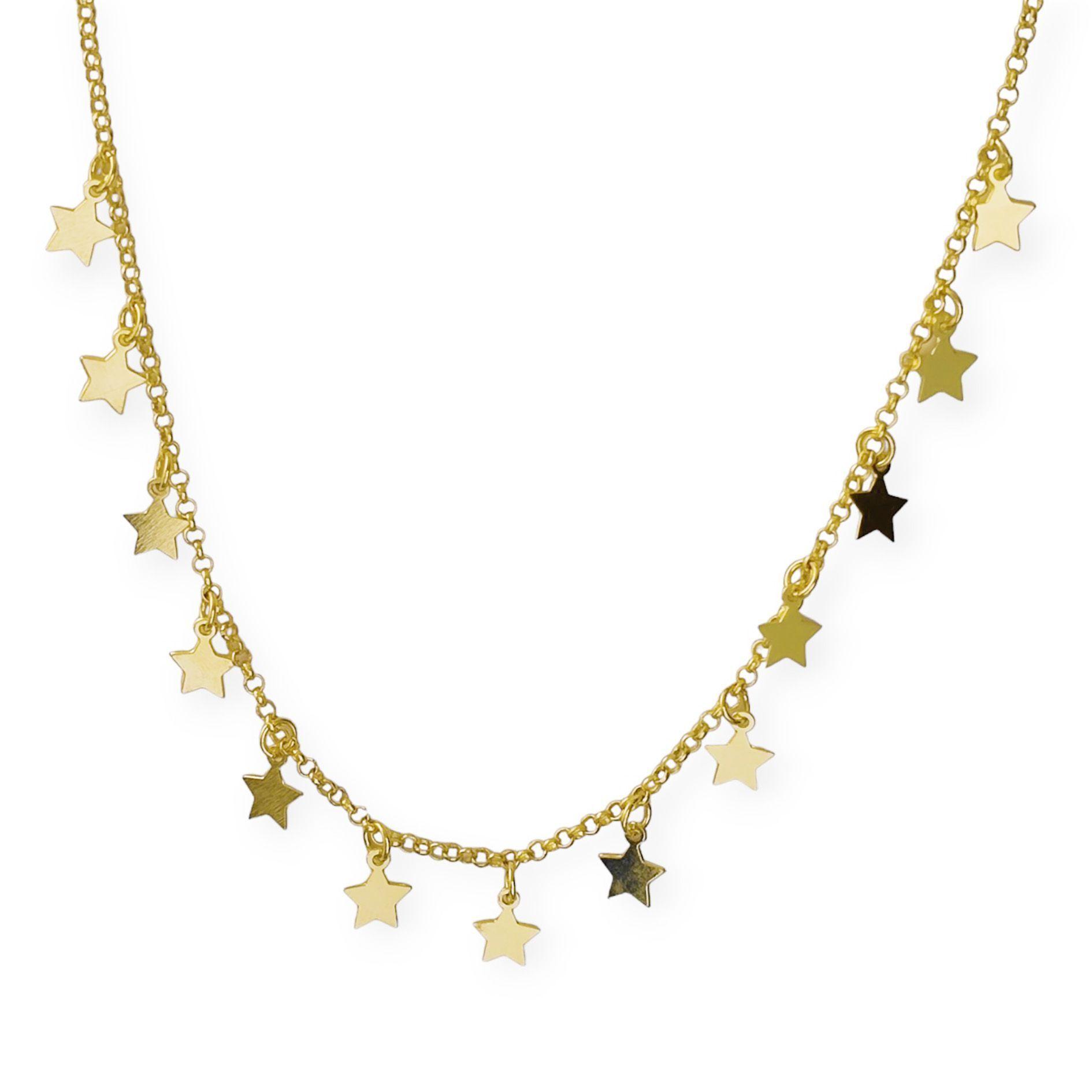 Collar Choker Estrellas Colgantes 42cm Enchapado Oro 18K-2