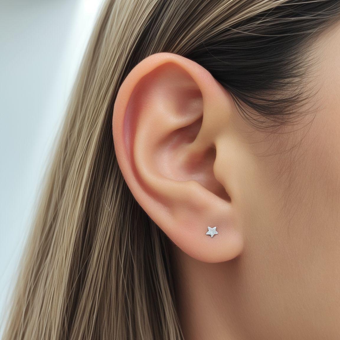 Aros Estrella Circón Blanco Plata Fina 925-2