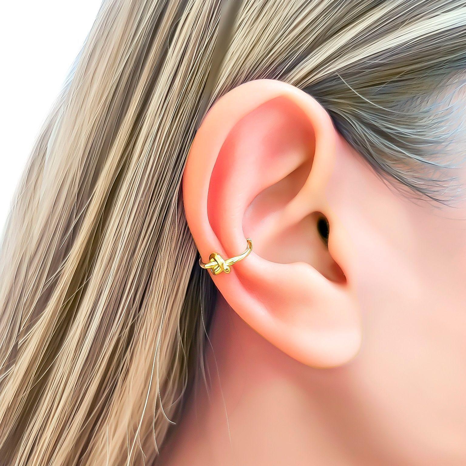 Aro Ear Cuff Nudo Enchapado Oro 18K-2