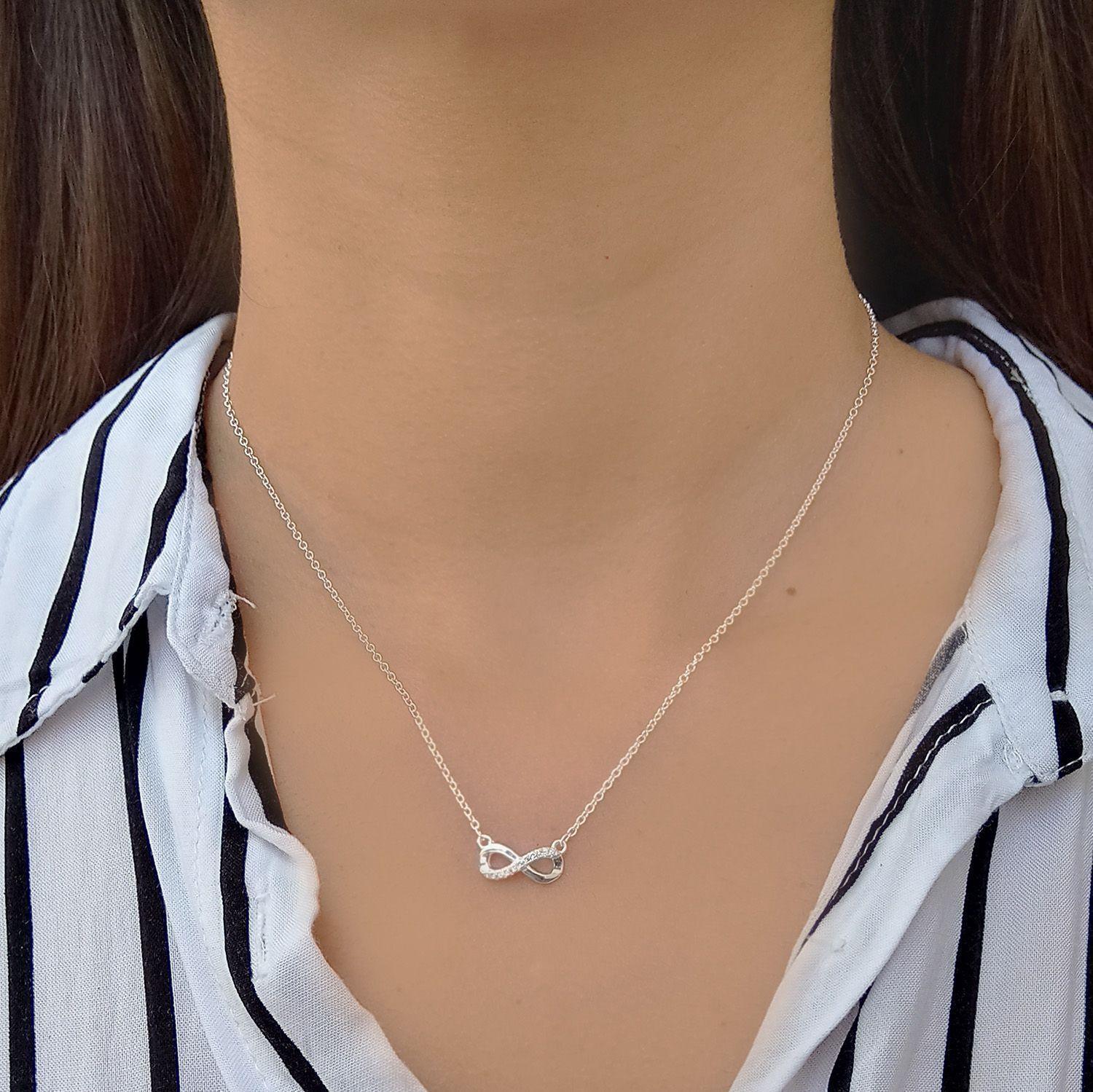 Collar Infinito Circón 45cm Plata Fina 925 -1