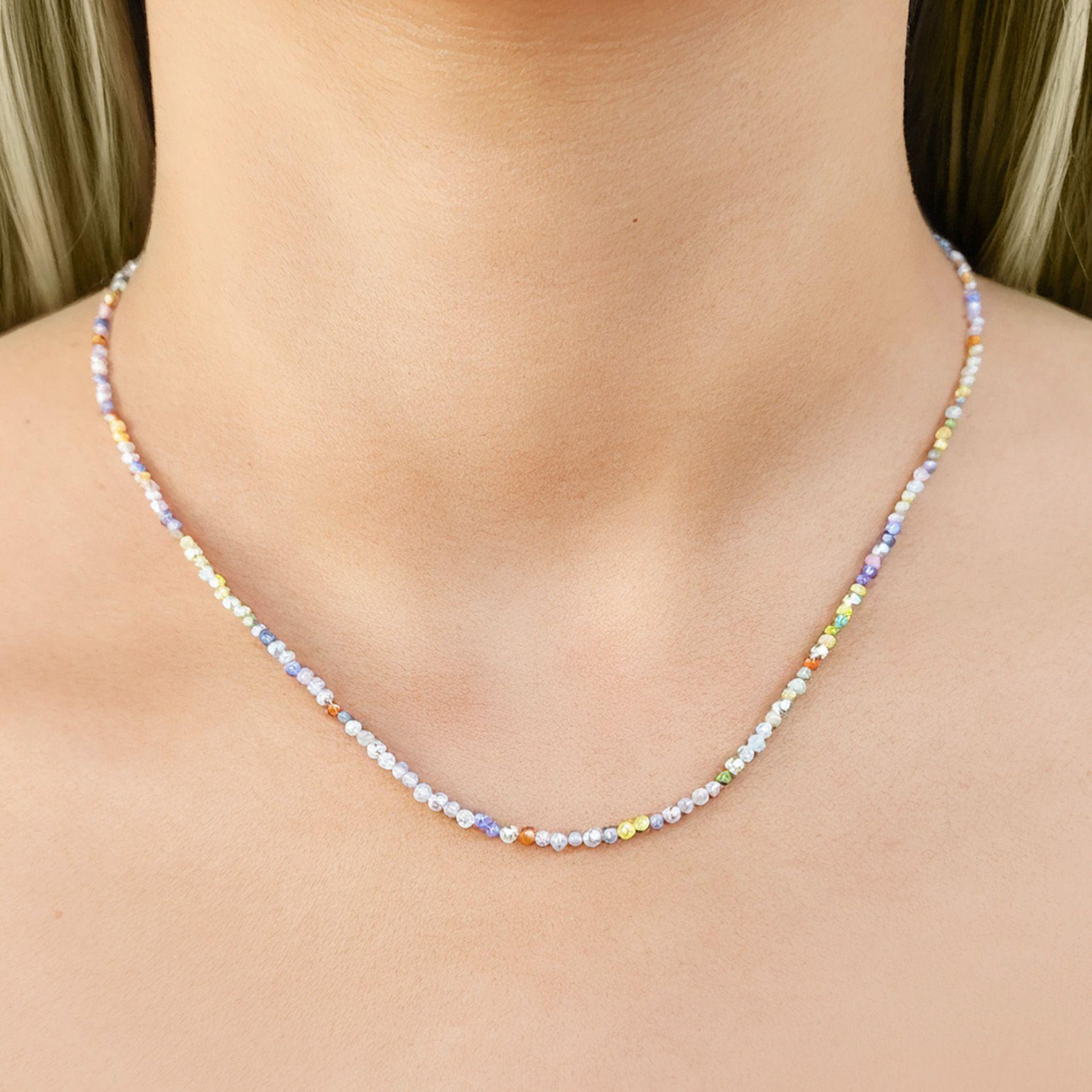 Collar Cristales Colores Facetados Plata Fina 925-2