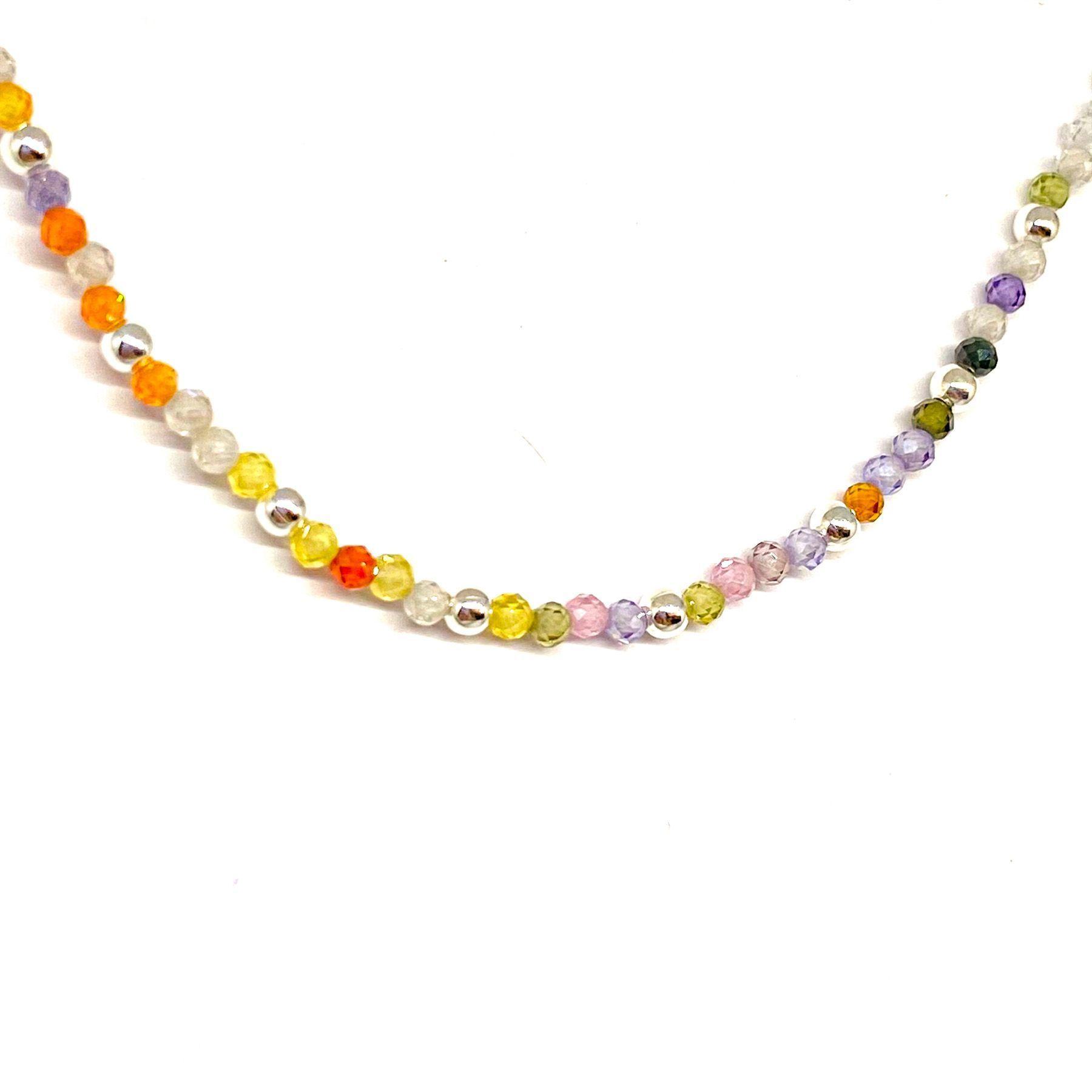 Collar Cristales Colores Facetados Plata Fina 925-2