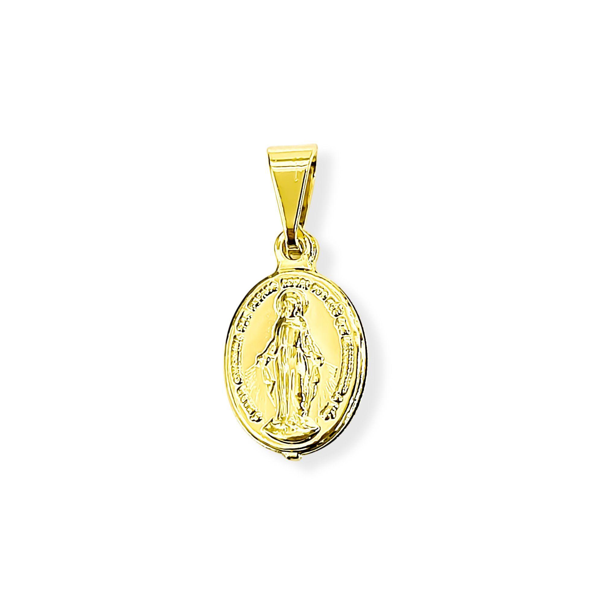 Colgante Medalla Virgen De Los Rayos 10mm Ovalado Enchapado Oro 18K-2