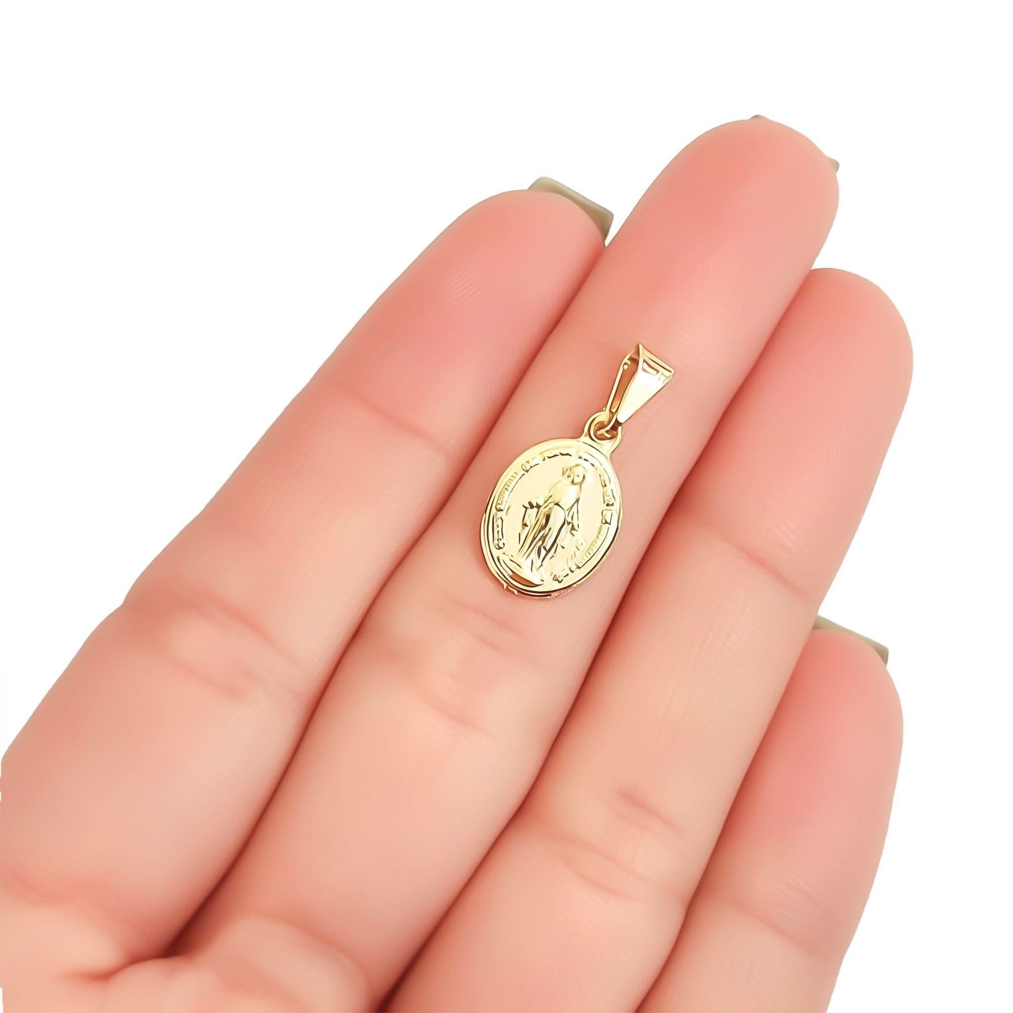 Colgante Medalla Virgen De Los Rayos 10mm Ovalado Enchapado Oro 18K-3
