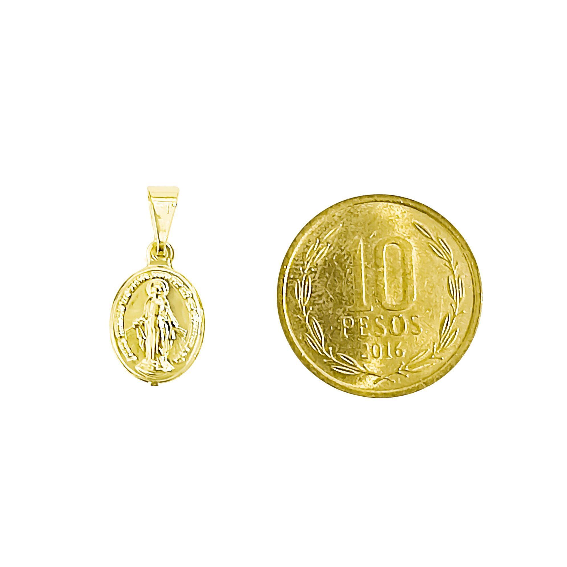 Colgante Medalla Virgen De Los Rayos 10mm Ovalado Enchapado Oro 18K-4