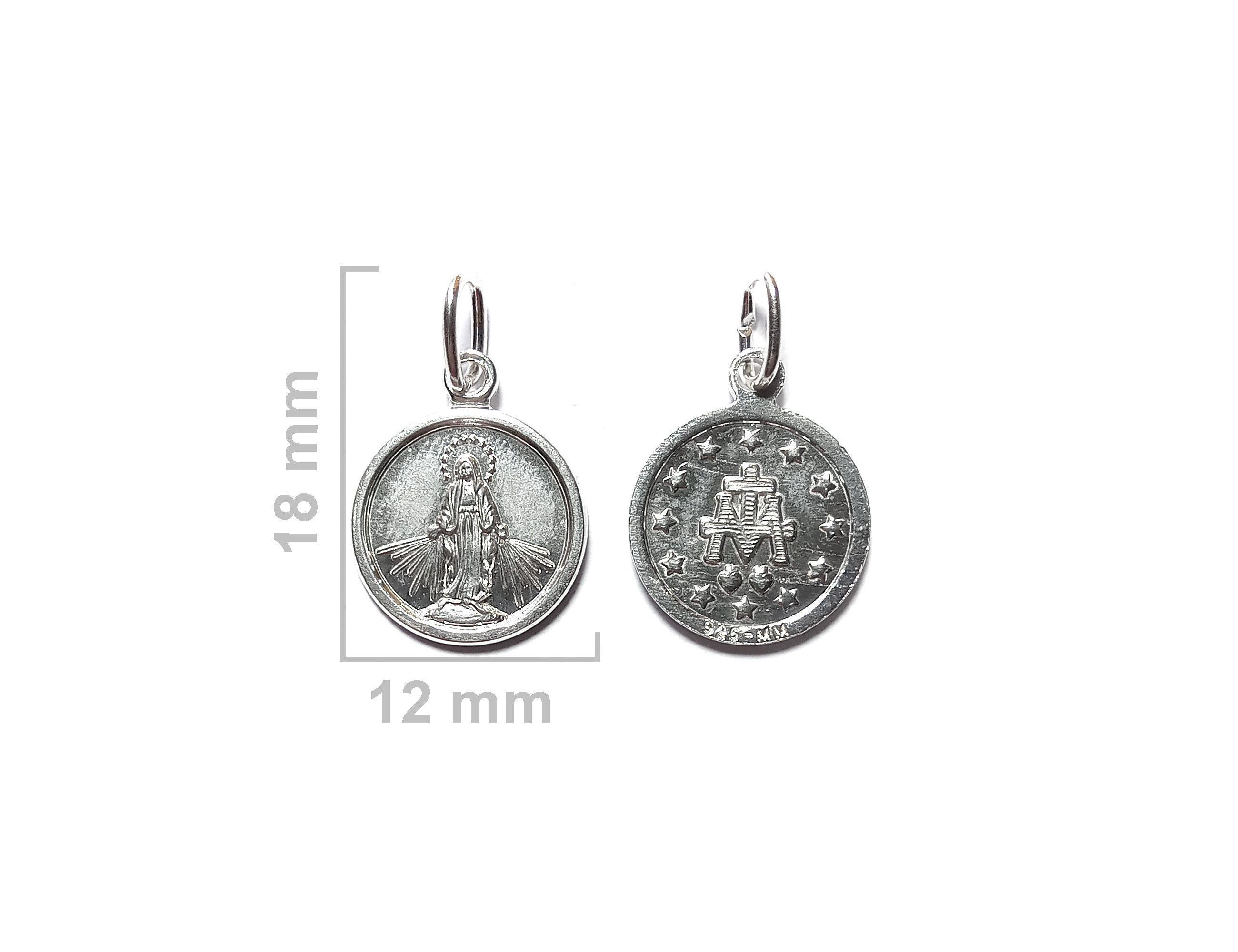 Colgante Medalla Virgen De Los Rayos 12mm Plata Fina 925-2