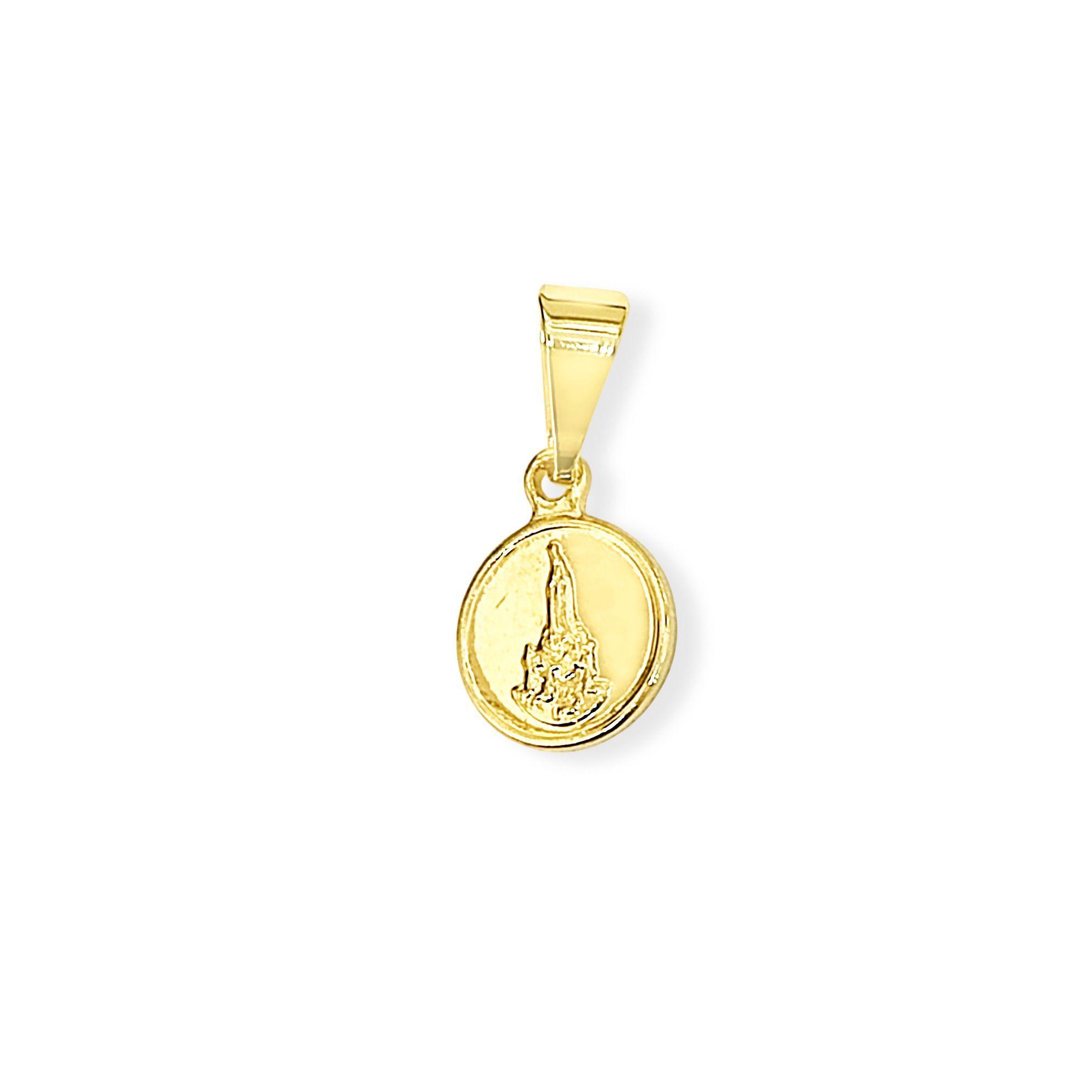 Colgante Medalla Virgen De Fátima 9mm Enchapado Oro 18K-2