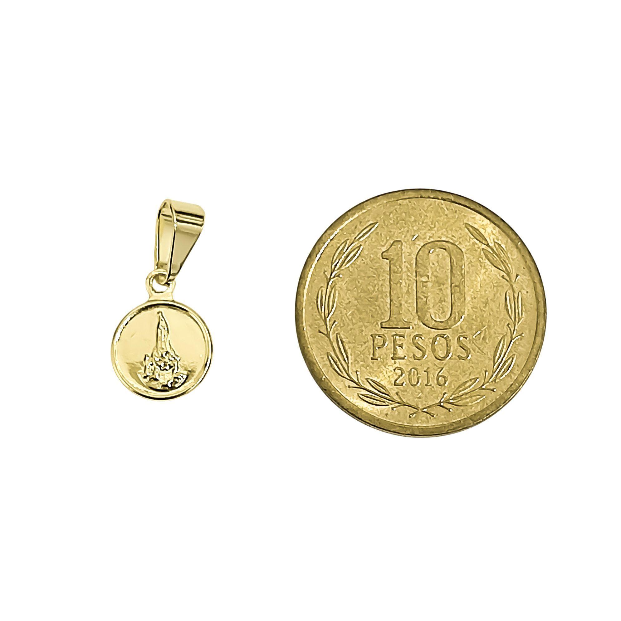 Colgante Medalla Virgen De Fátima 9mm Enchapado Oro 18K-3