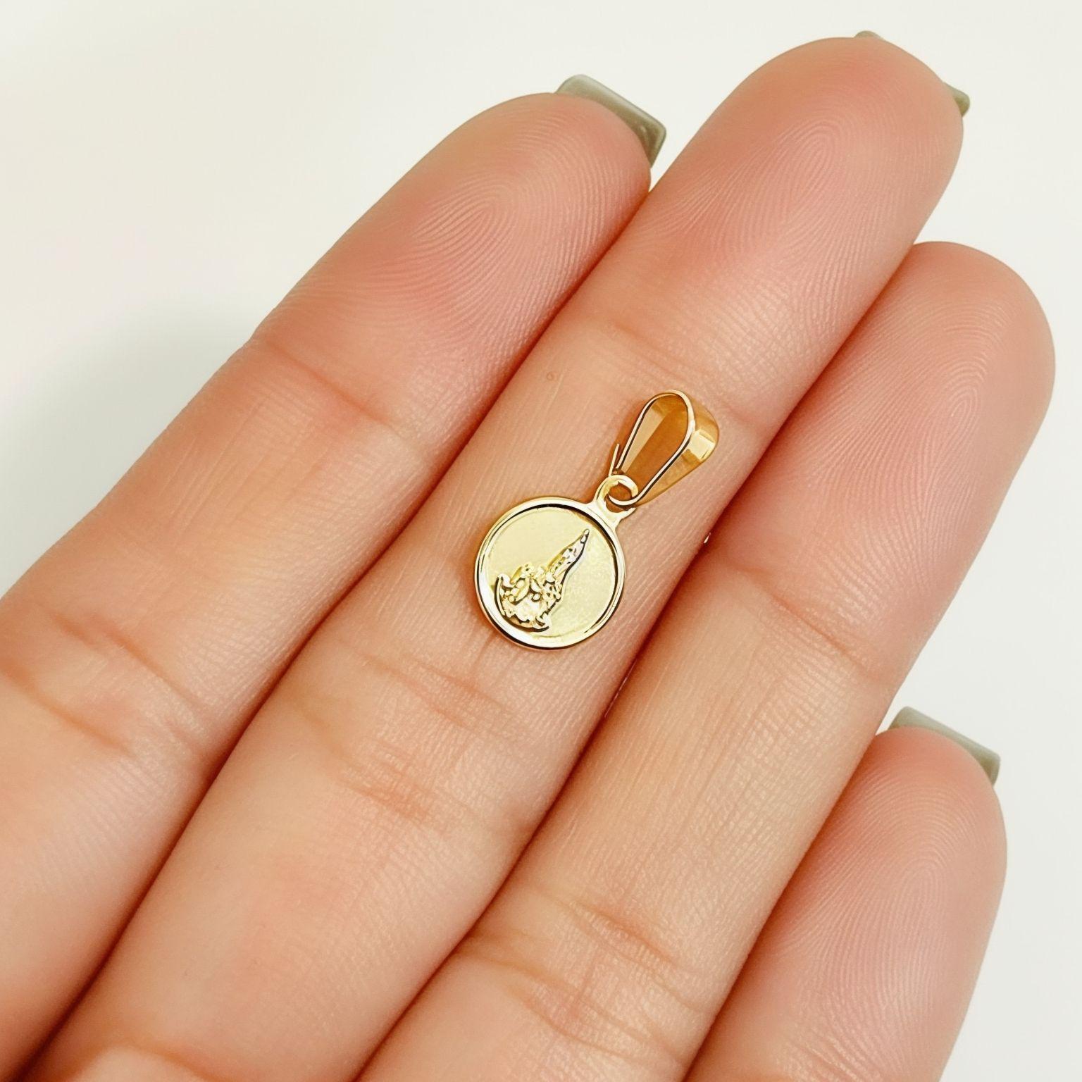 Colgante Medalla Virgen De Fátima 9mm Enchapado Oro 18K-5