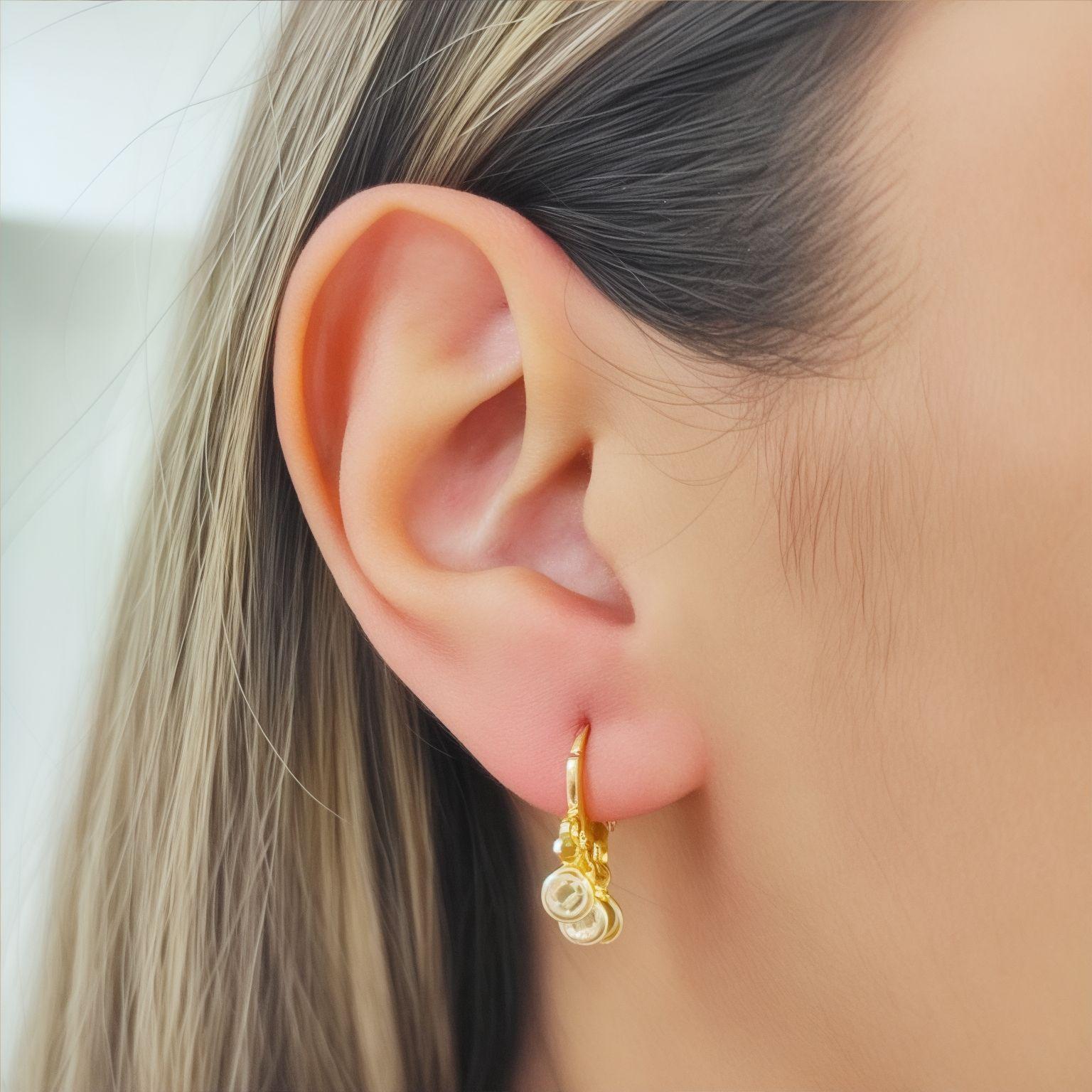 Aros Argolla 3 Circones Blancos Enchapado Oro 18K-2