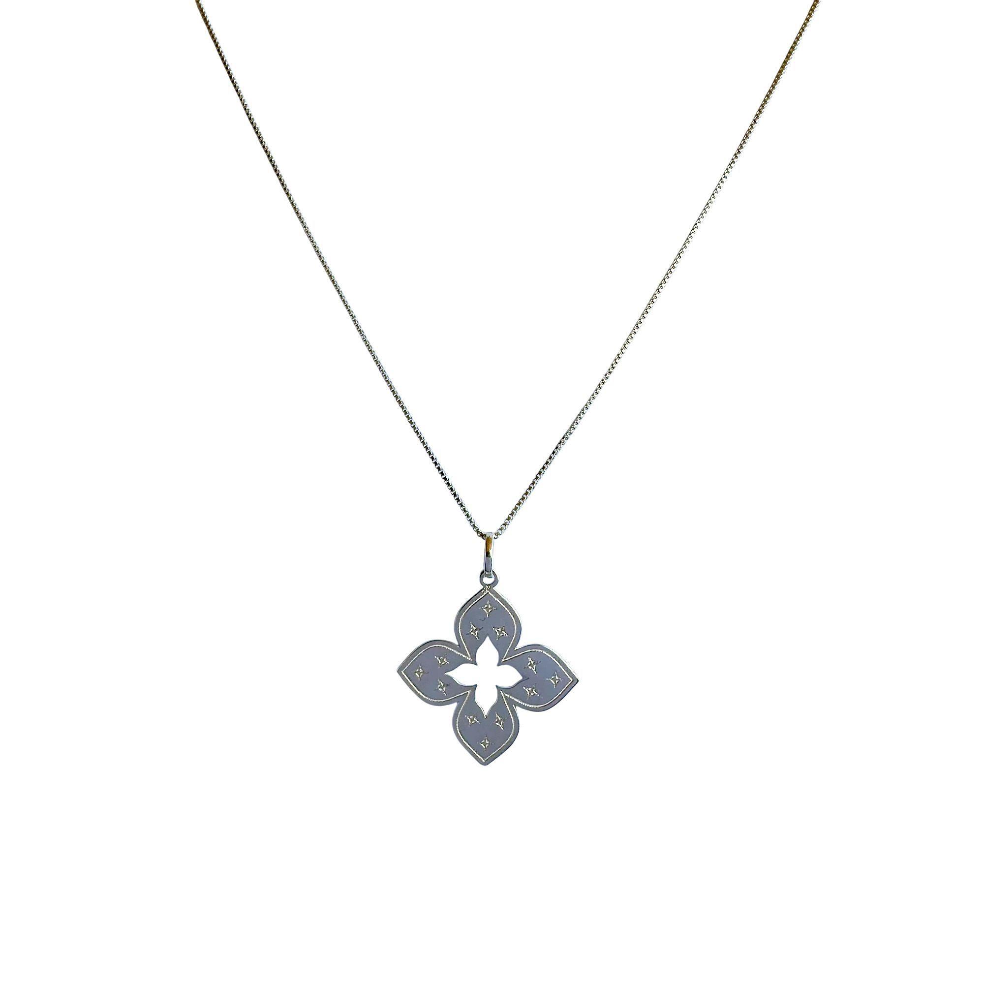 Collar Trébol Calado Plata Fina 925-2