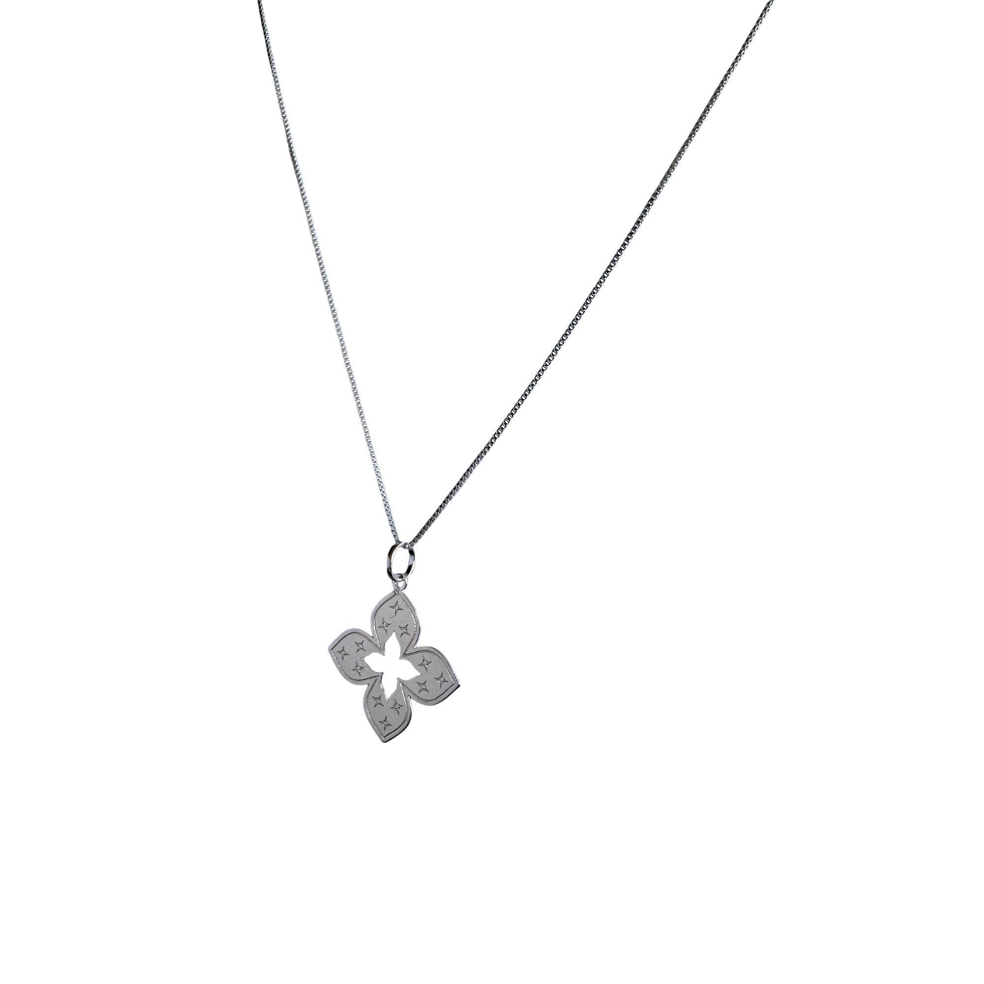 Collar Trébol Calado Plata Fina 925-3