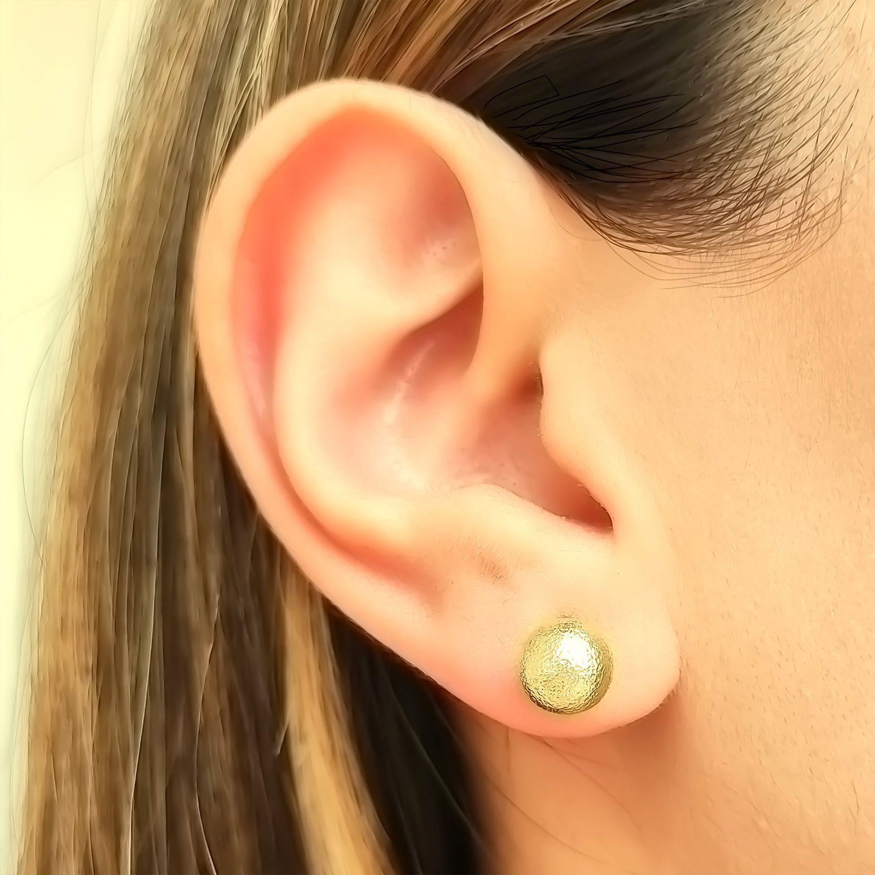 Aros Bola Satinada 8mm Enchapado Oro 18K-1