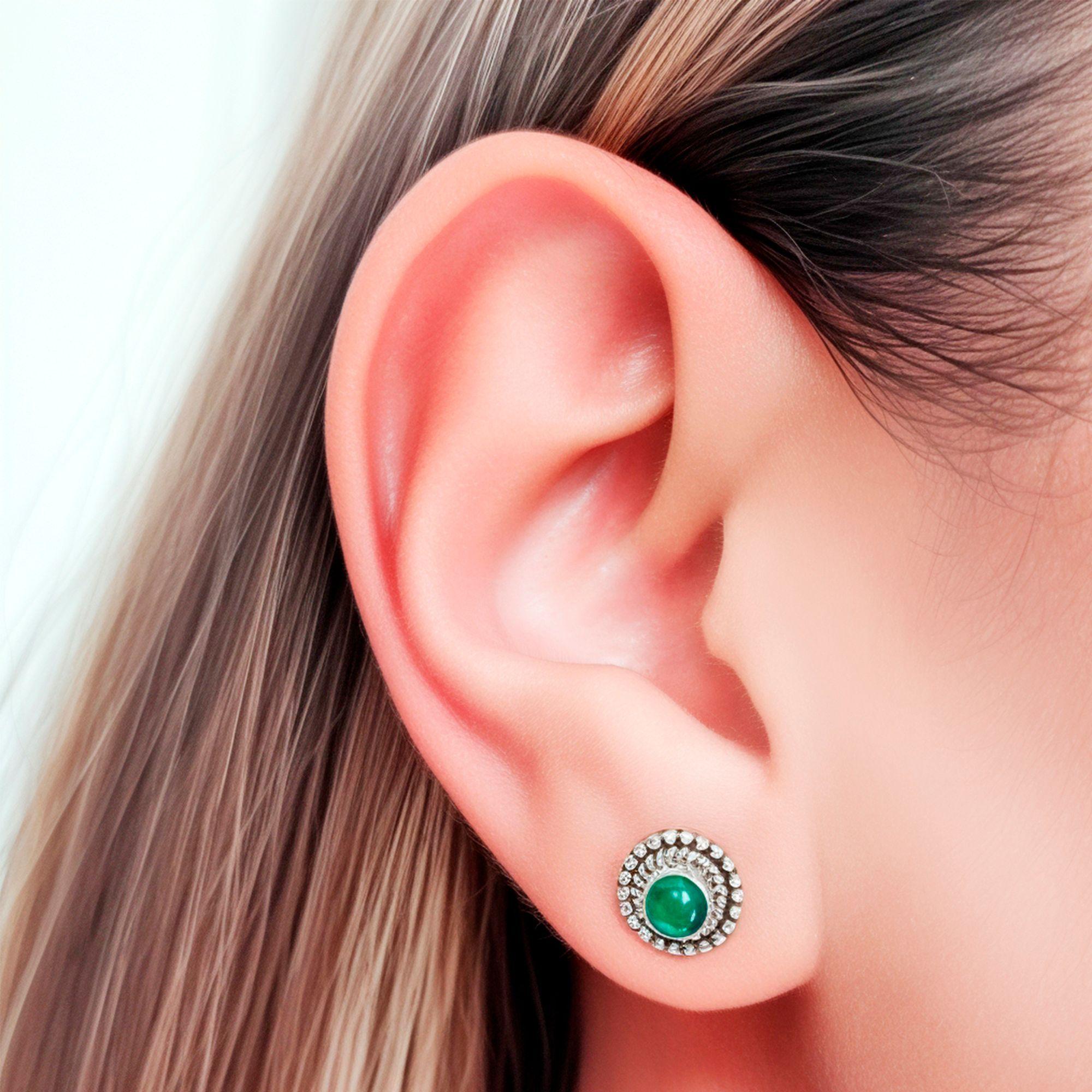 Aros Kiara Ónix Verde Plata Fina 925-2