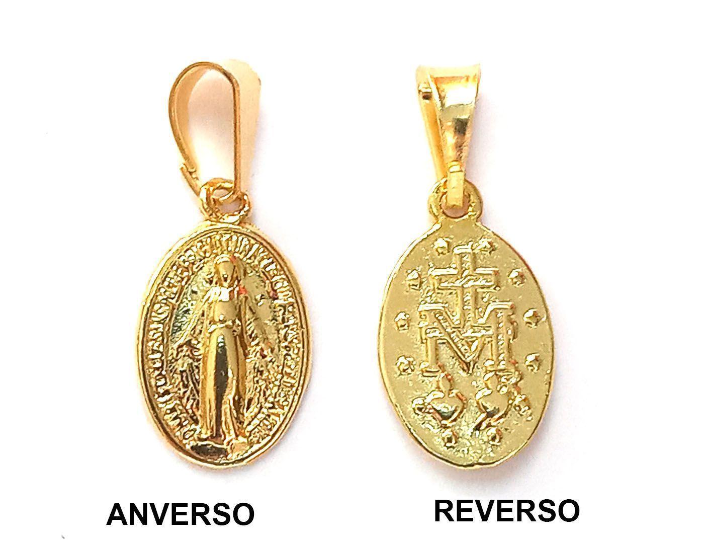 Colgante Medalla Virgen de los Rayos 9mm Enchapado Oro 18K-2