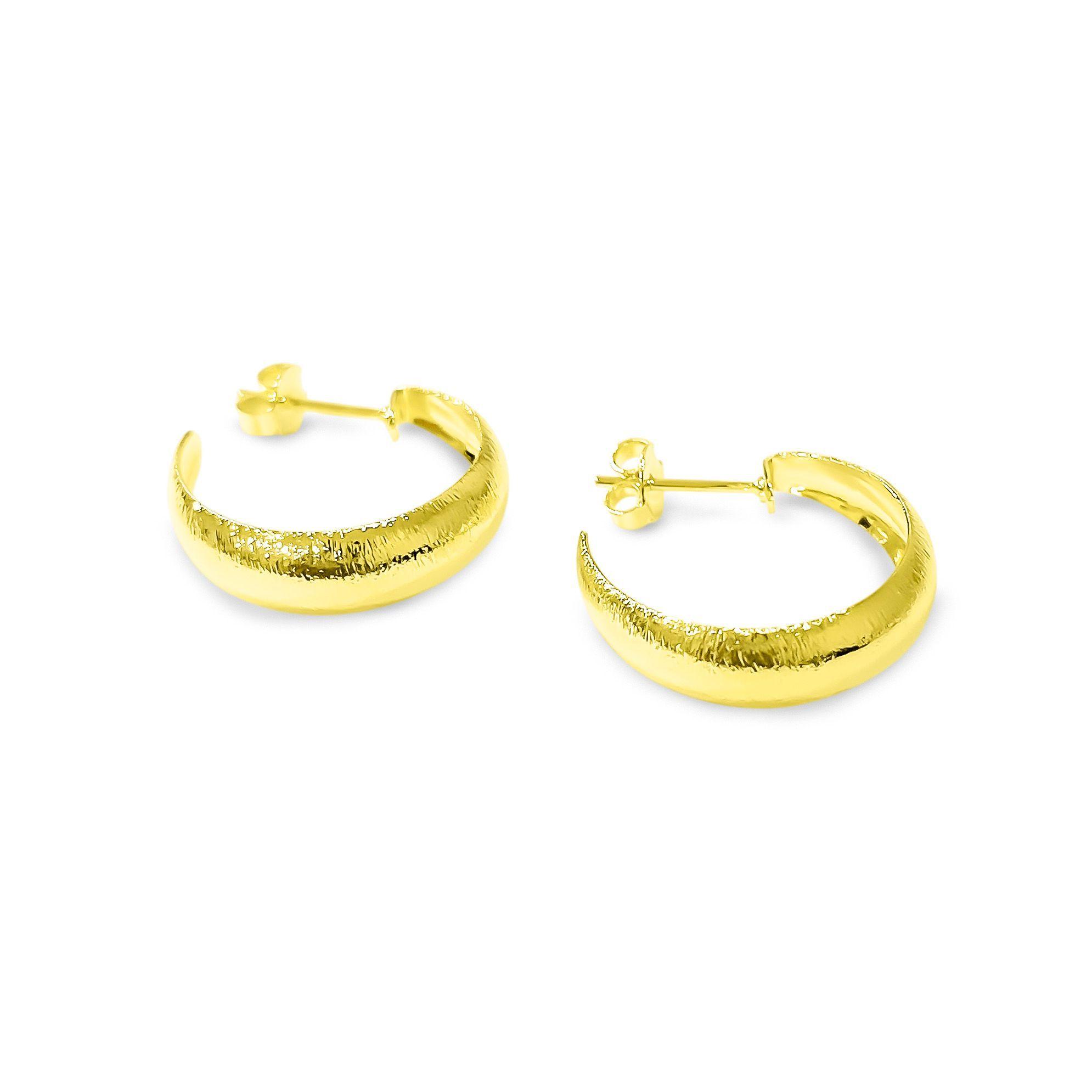 Aros Argolla Satinada 20mm Enchapado Oro 18K-2
