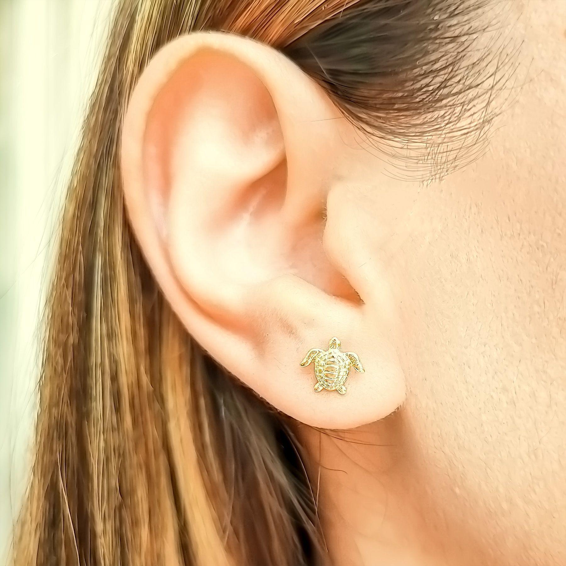 Aros Tortuga 9mm Enchapado Oro 18K-2