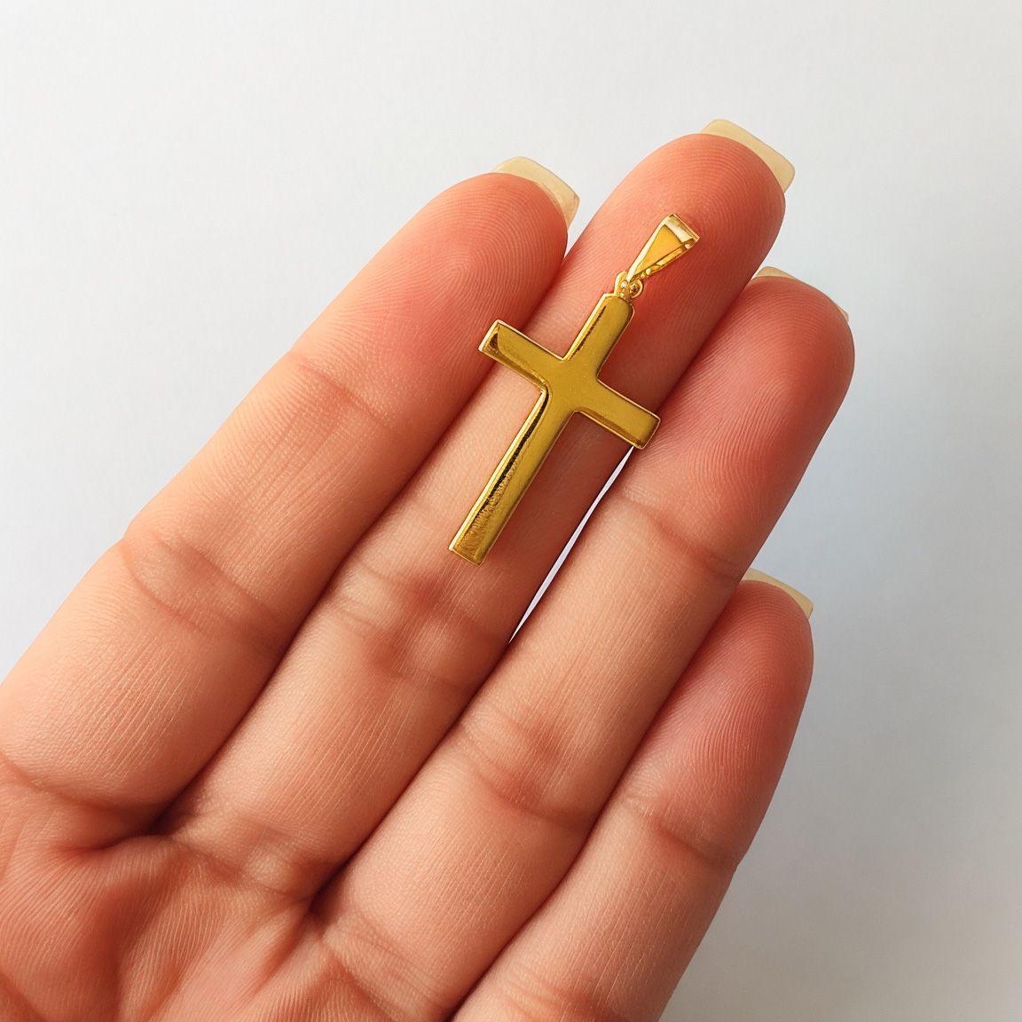 Colgante Cruz Plana Lisa Enchapado Oro 18K-2