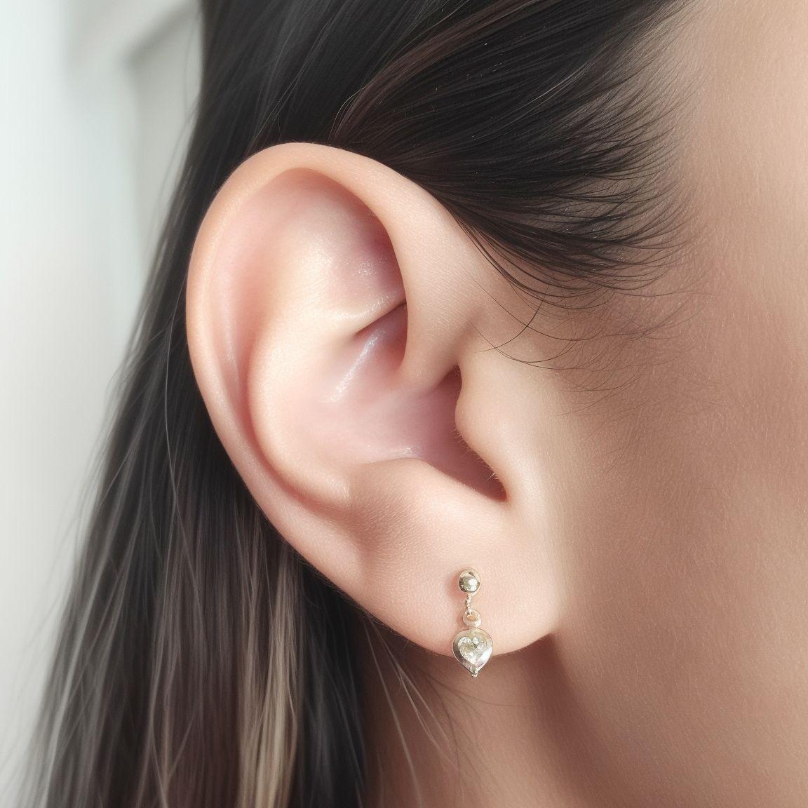 Aros Niña Corazón Cristal Colgante Enchapado Oro 18K-2