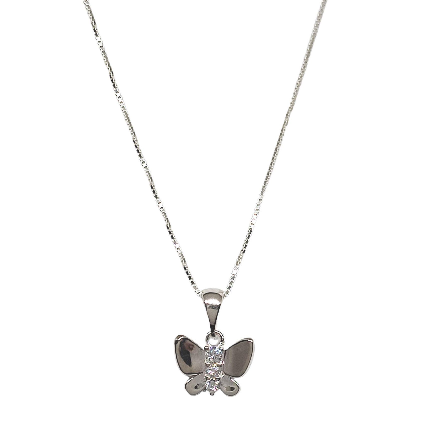 Collar Mariposa Circón Plata Fina 925-0