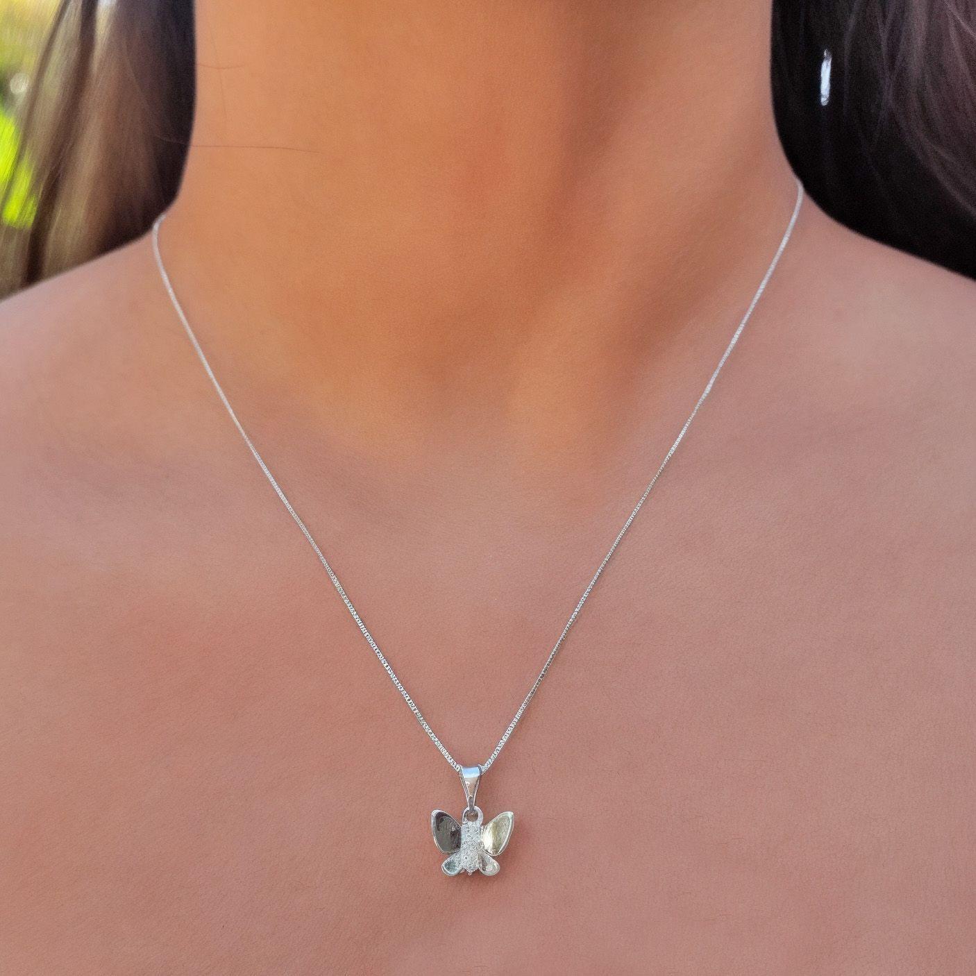 Collar Mariposa Circón Plata Fina 925-1