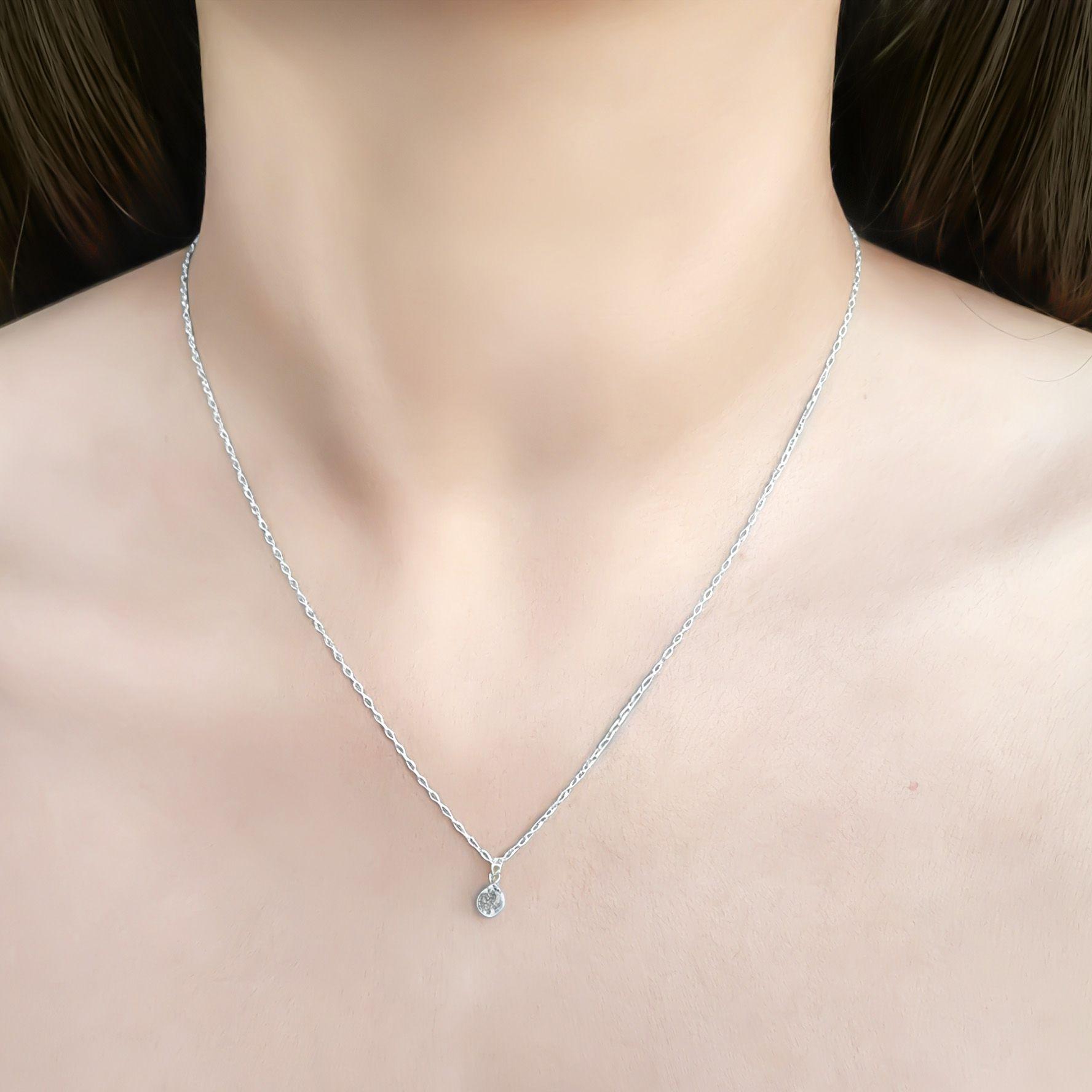 Collar Punto De Luz Cadena Eslabón Plata Fina 925-2